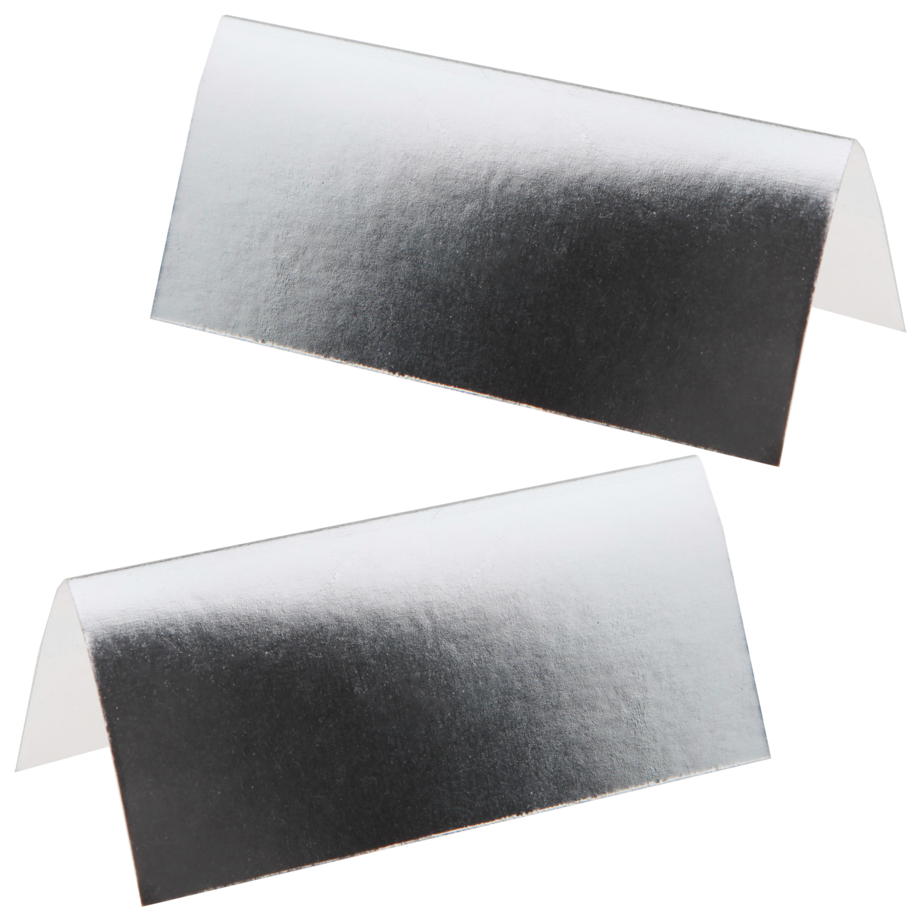 Naamkaartjes/plaatskaartjes metallic - Bruiloft - zilver - 20x stuks - 7 x 3 cm -