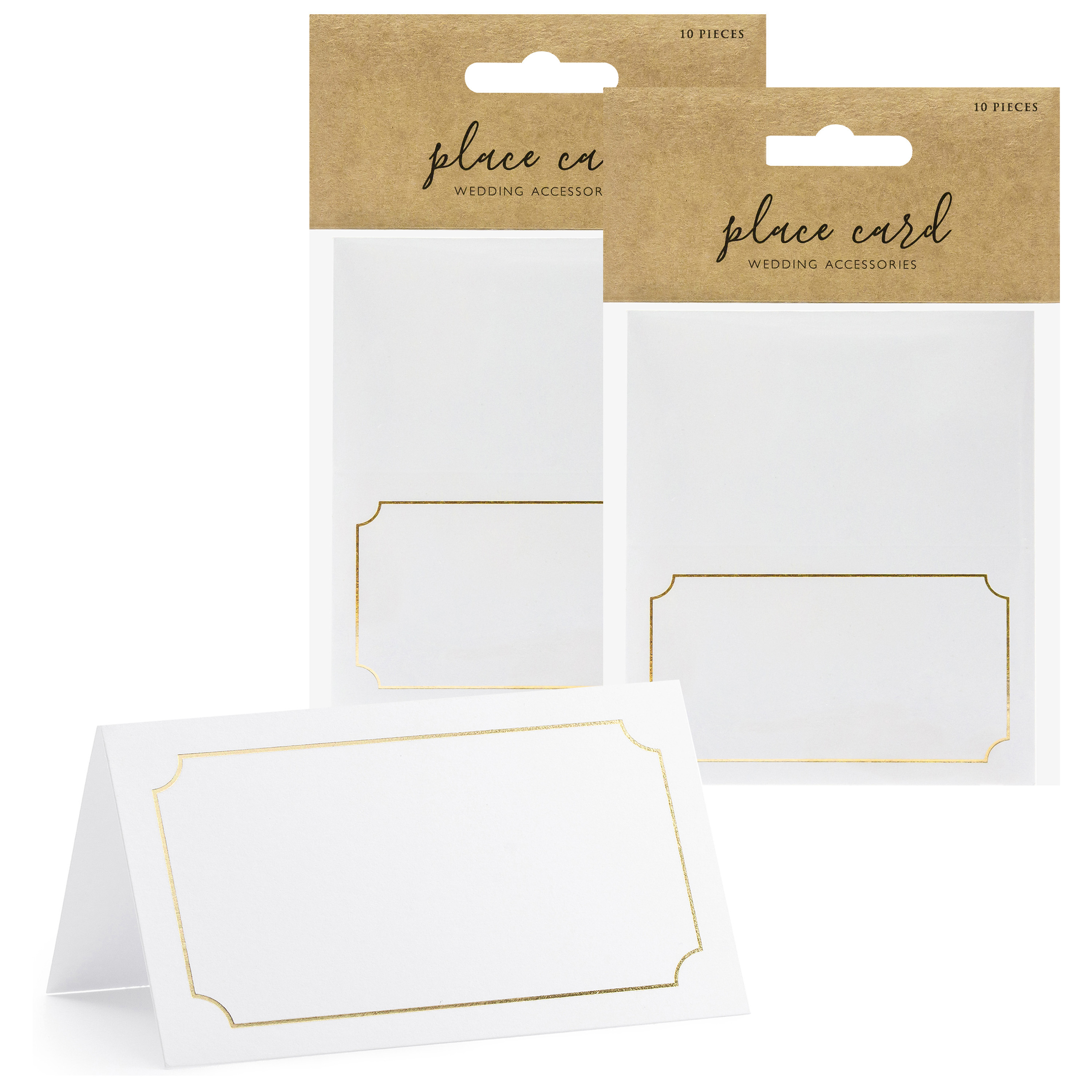Naamkaartjes/plaatskaartjes Lijstje - Bruiloft - wit/goud - 50x stuks - 10 x 6 cm -