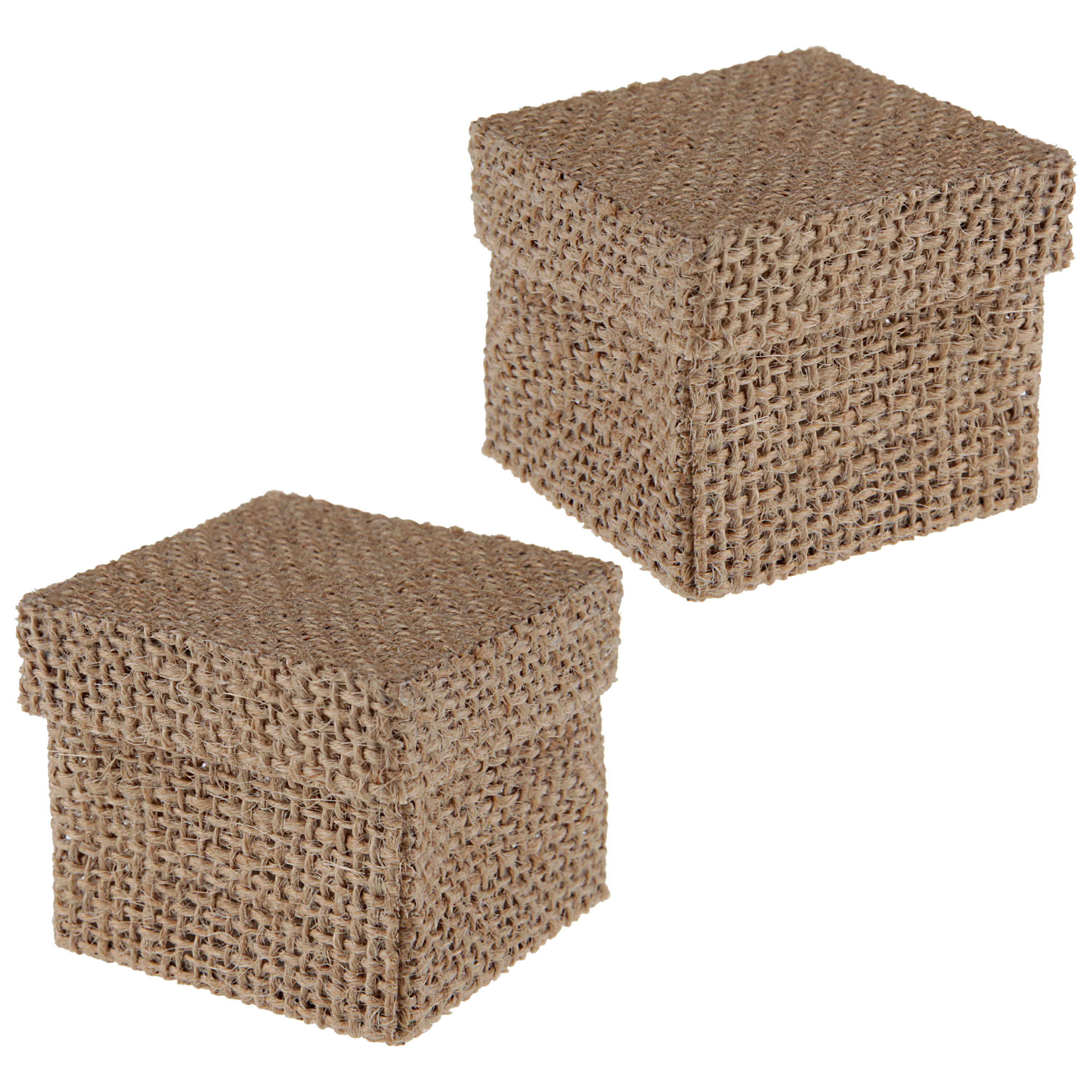 Cadeaudoosje Natural - Bruiloft bedankje - 8x stuks - jute - 5 x 5 cm -