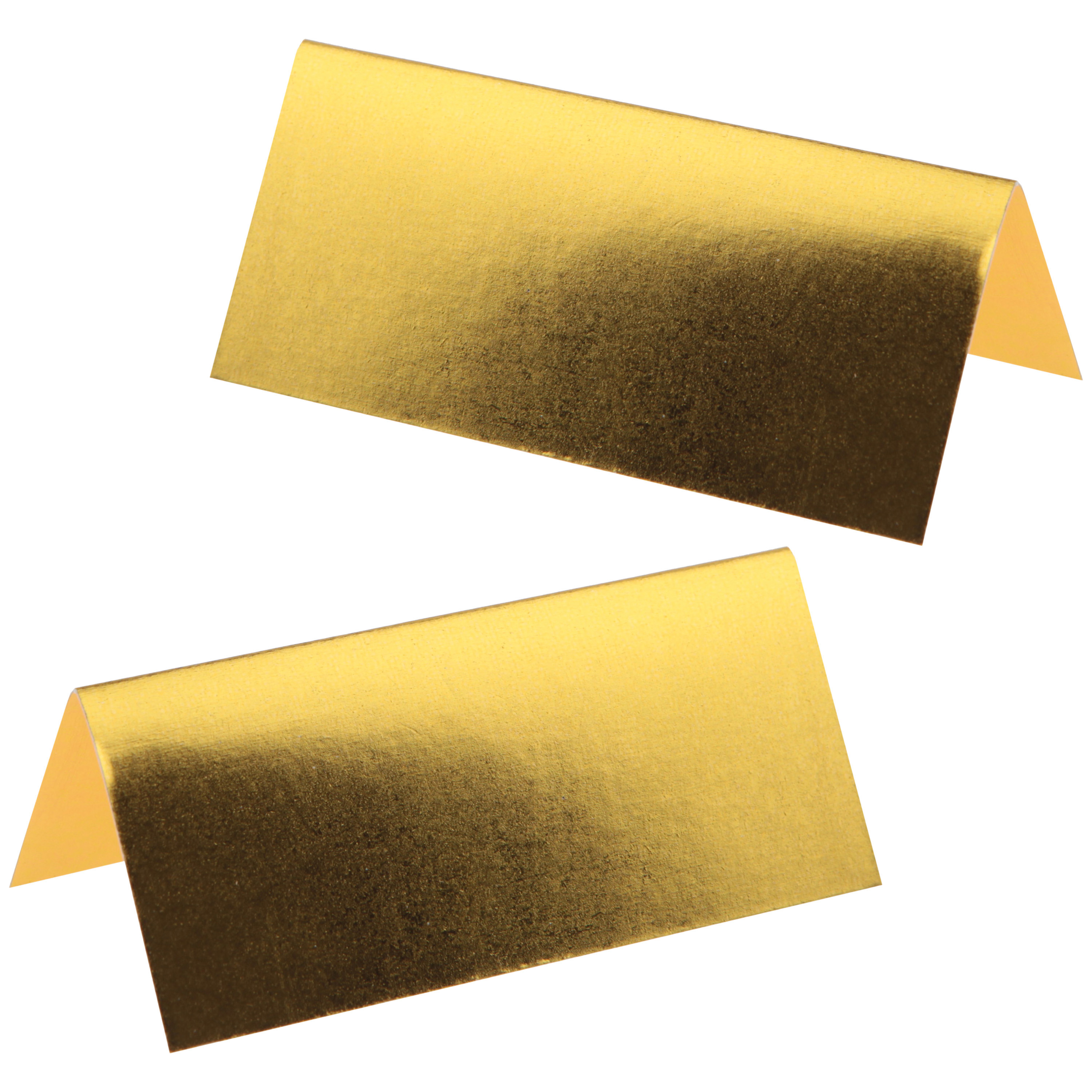 Naamkaartjes/plaatskaartjes metallic - Bruiloft - goud - 20x stuks - 7 x 3 cm -