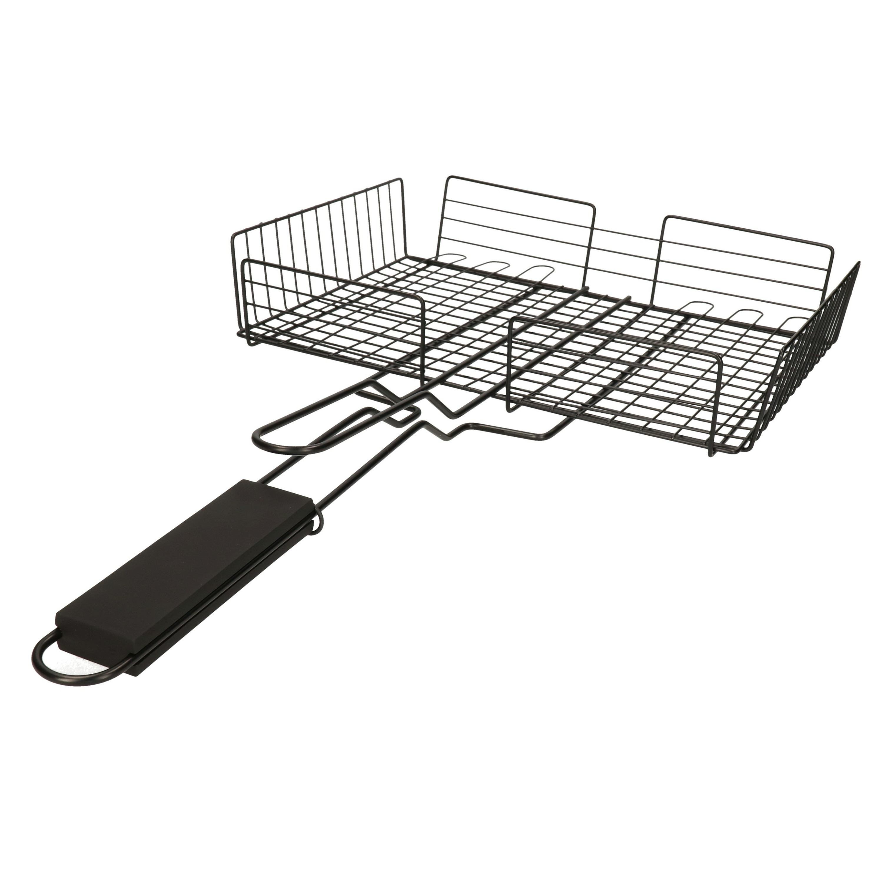 BBQ/barbecue rooster - grill mand - metaal/hout - 30 x 26 x 6 cm -