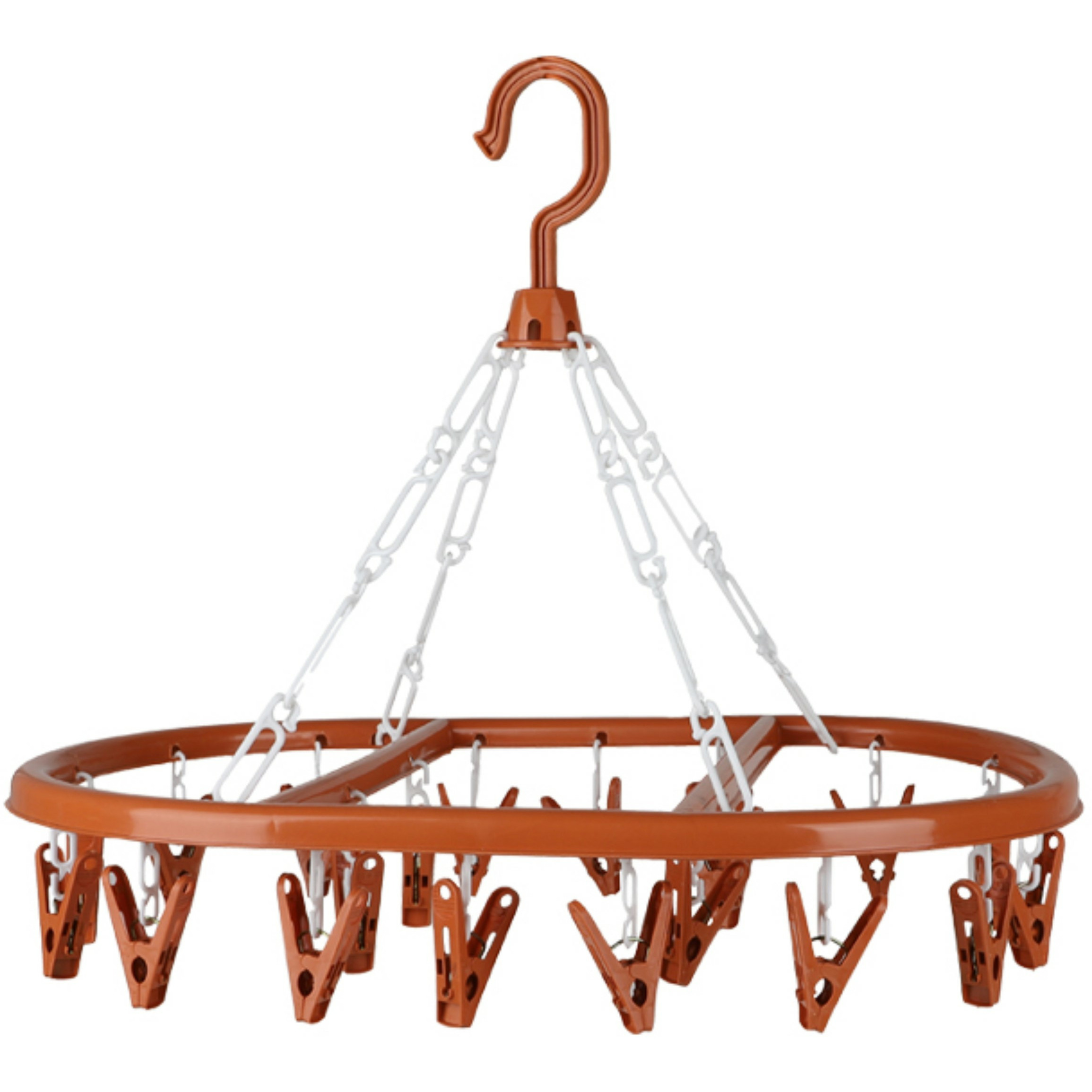 Wasgoed droogcarrousel/droogmolen - 20 clips/knijpers - terra - kunststof - 30 x 42 cm -