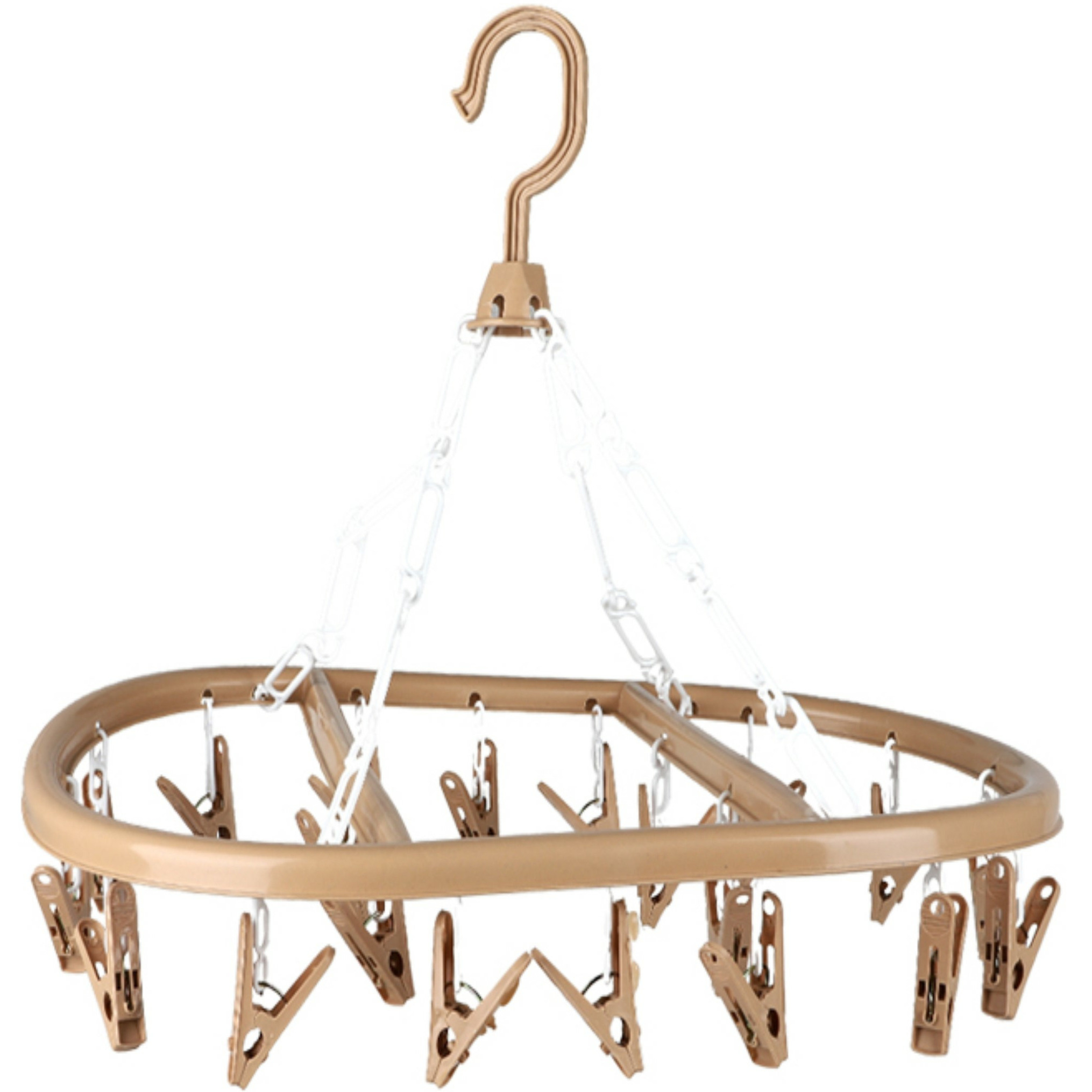 Wasgoed droogcarrousel/droogmolen - 20 clips/knijpers - beige - kunststof - 30 x 42 cm -