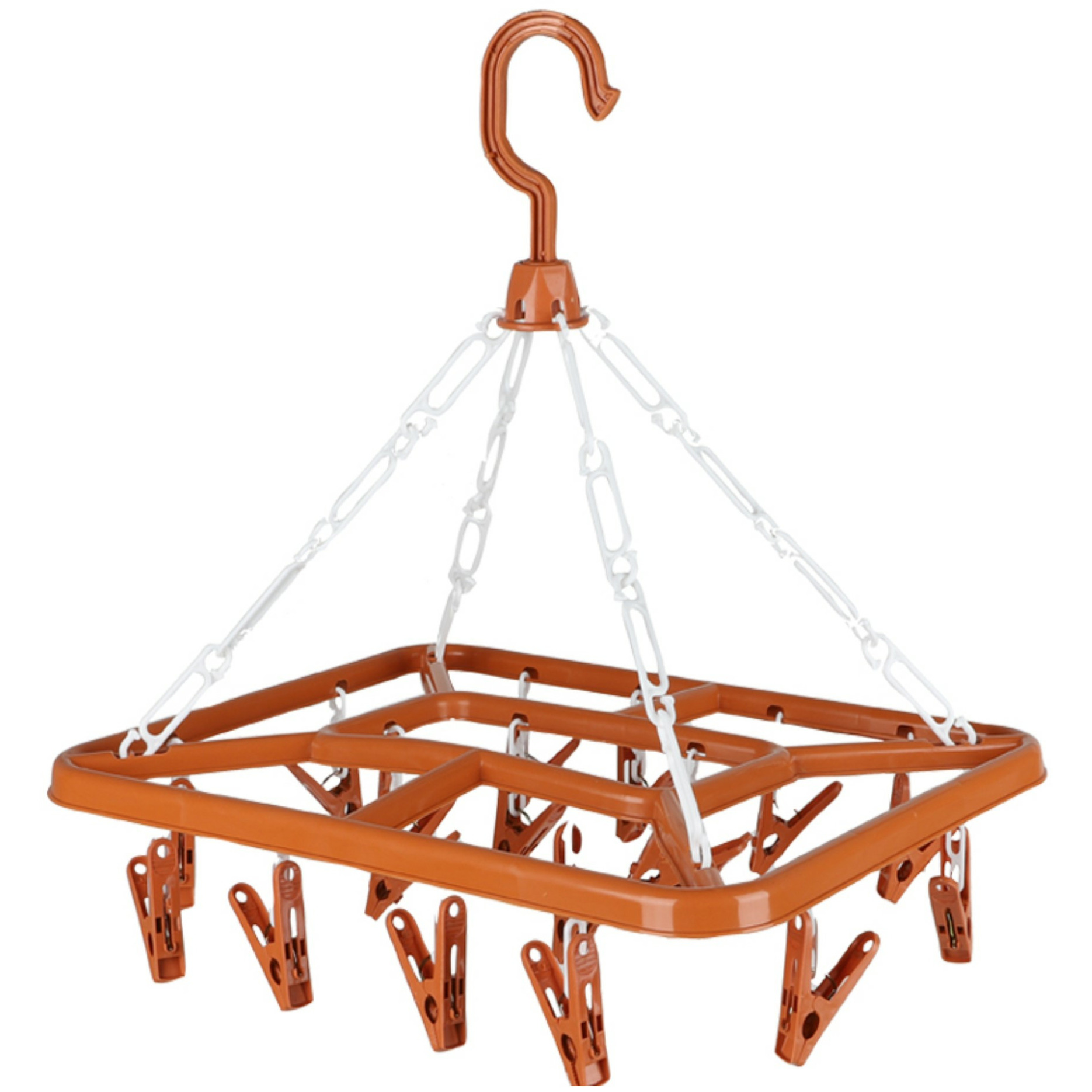 Wasgoed droogcarrousel/droogmolen - 18 clips/knijpers - terra - kunststof - 31 x 33 cm -