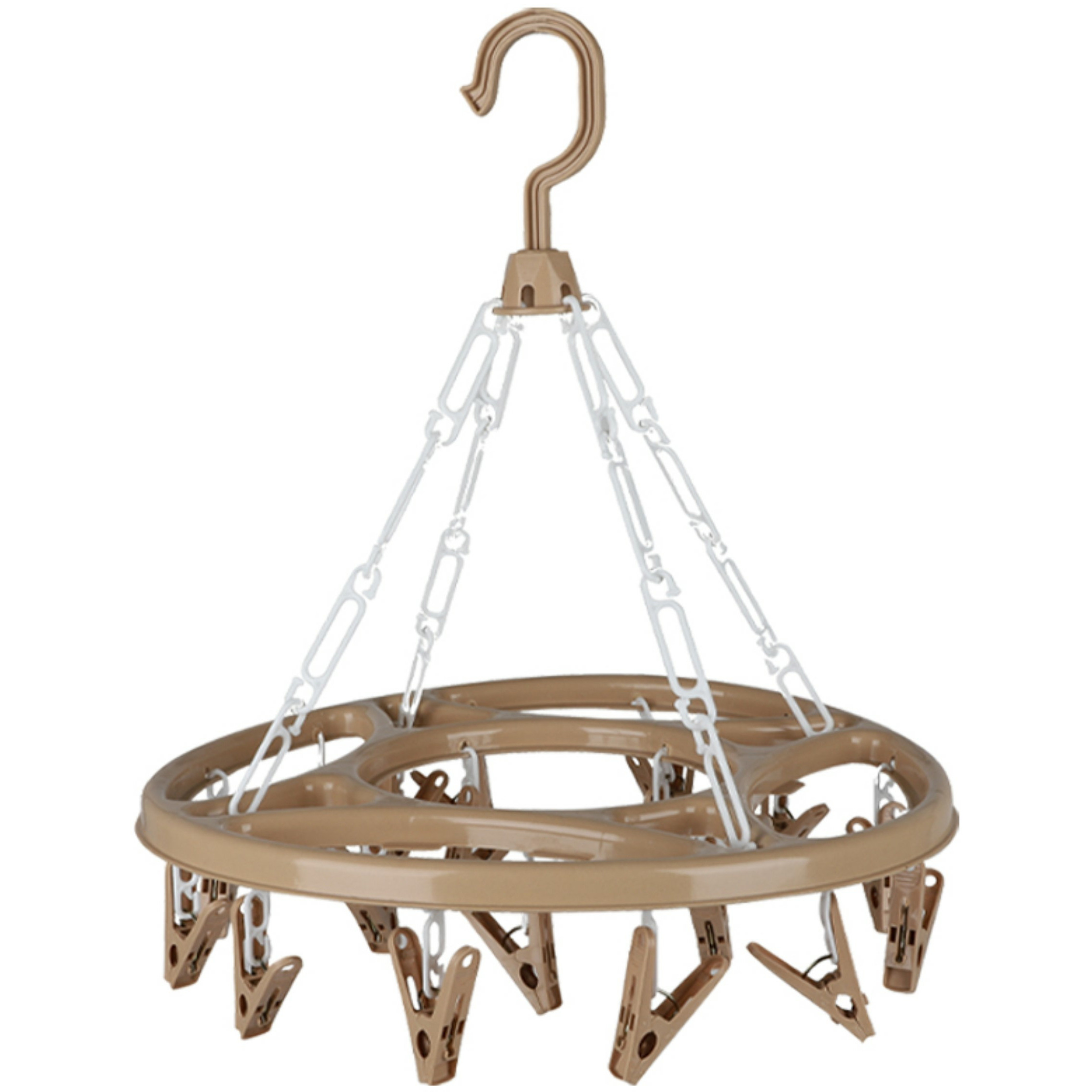 Wasgoed droogcarrousel/droogmolen - 18 clips/knijpers - beige - kunststof - 32 cm -
