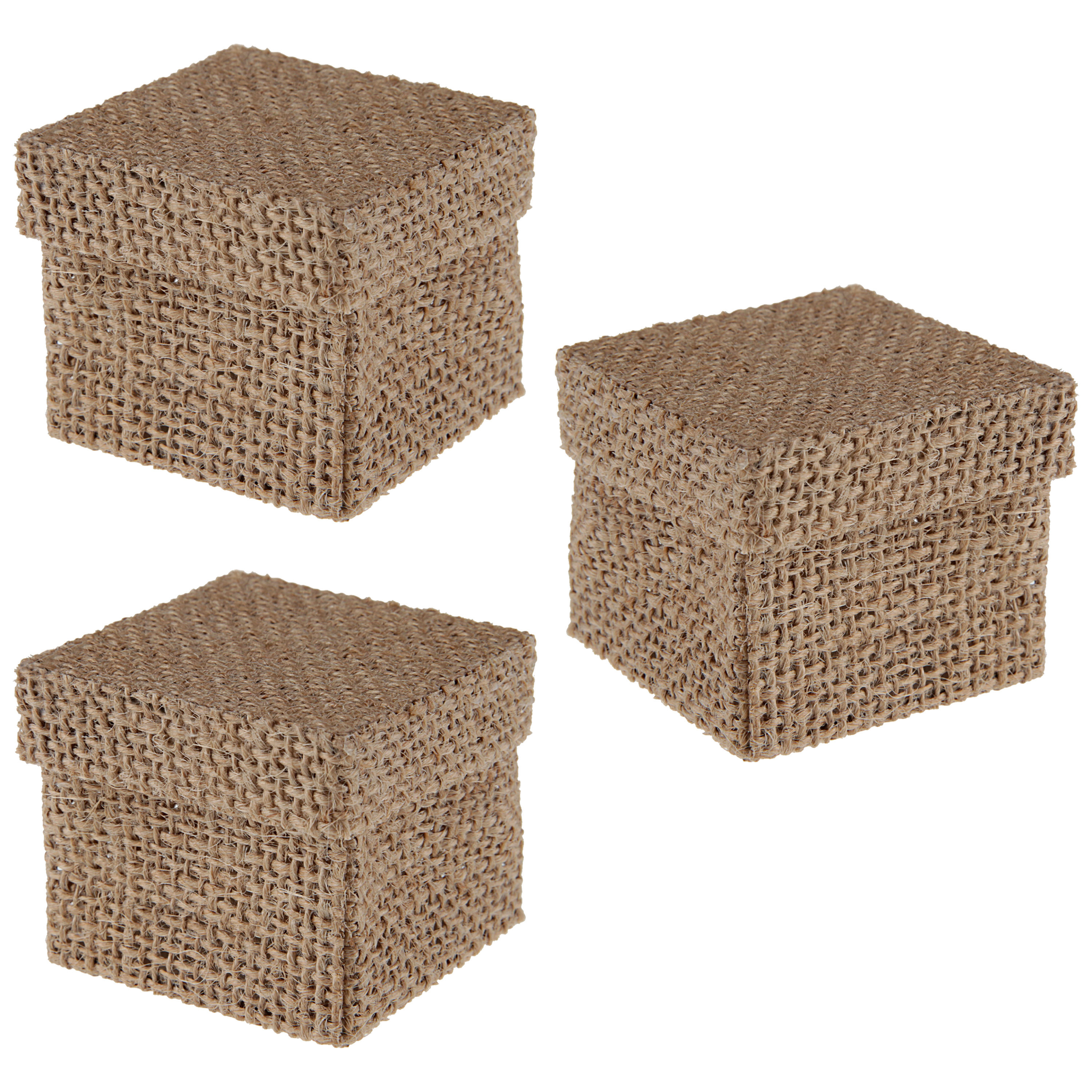 Cadeaudoosje Natural - Bruiloft bedankje - 24x stuks - jute - 5 x 5 cm -