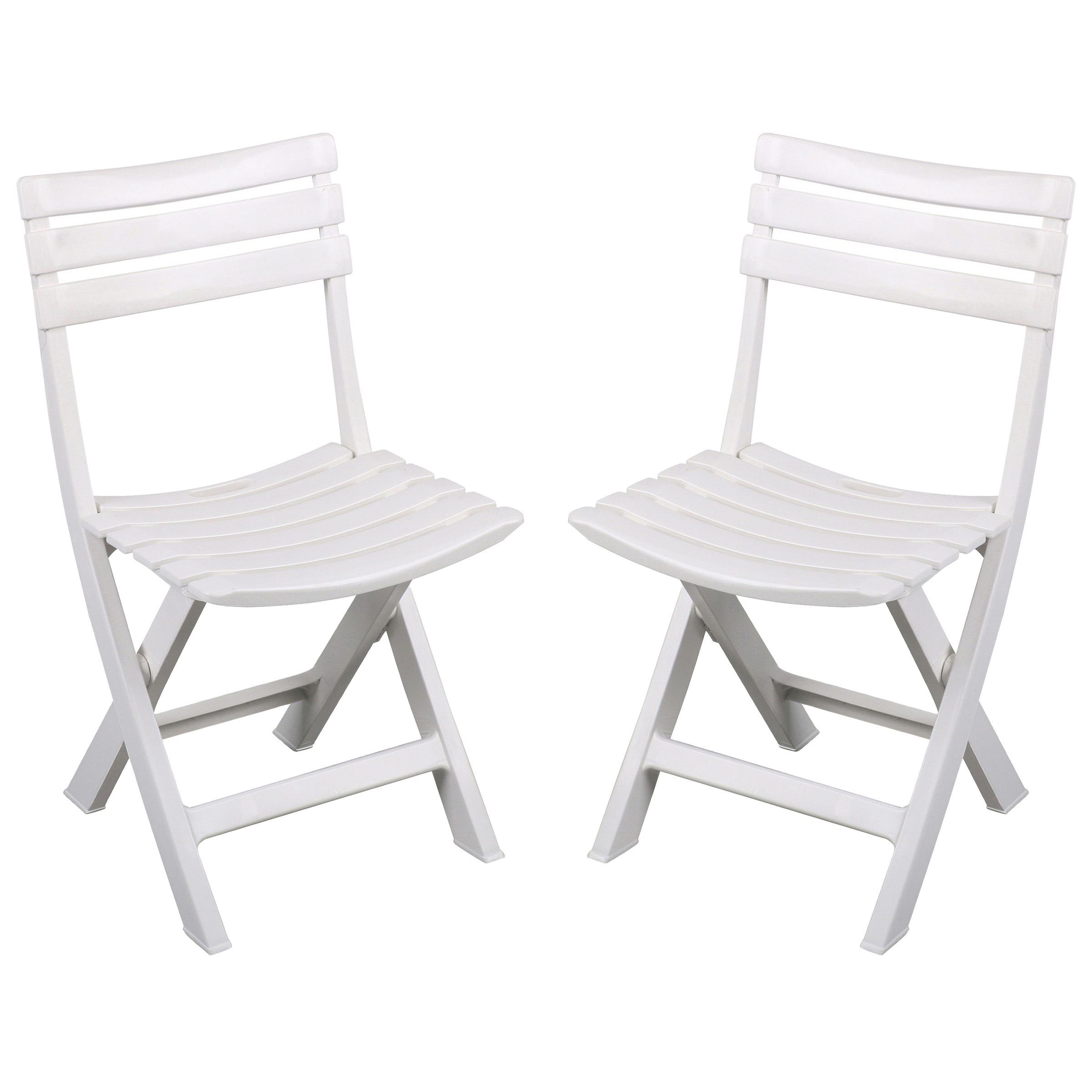 Klapstoel voor buiten/binnen - 4x - wit - 41 x 79 cm - stevig kunststof - Bijzet stoelen -
