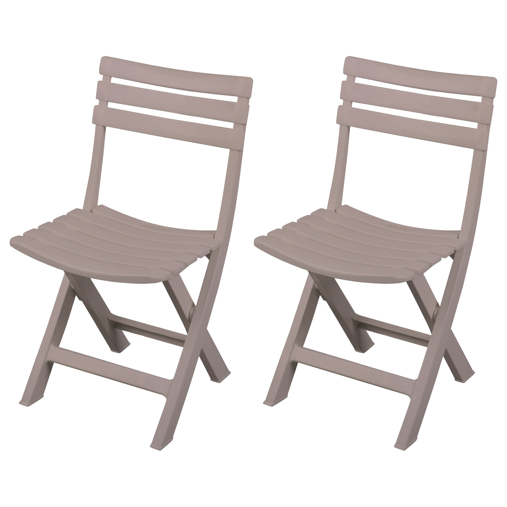 Klapstoel voor buiten/binnen - 2x - beige - 41 x 79 cm - stevig kunststof - Bijzet stoelen -