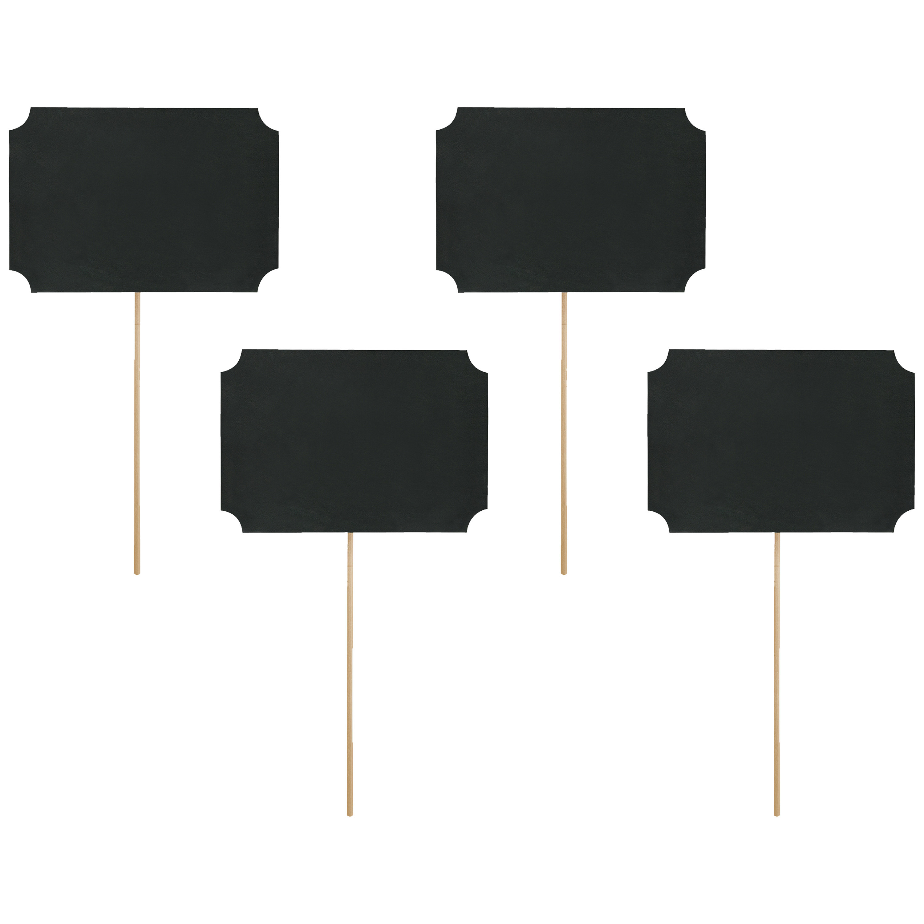 Naamkaartjes/plaatskaartjes beschrijfbaar - Bruiloft - zwart - 4x stuks - 11 x 8 cm -