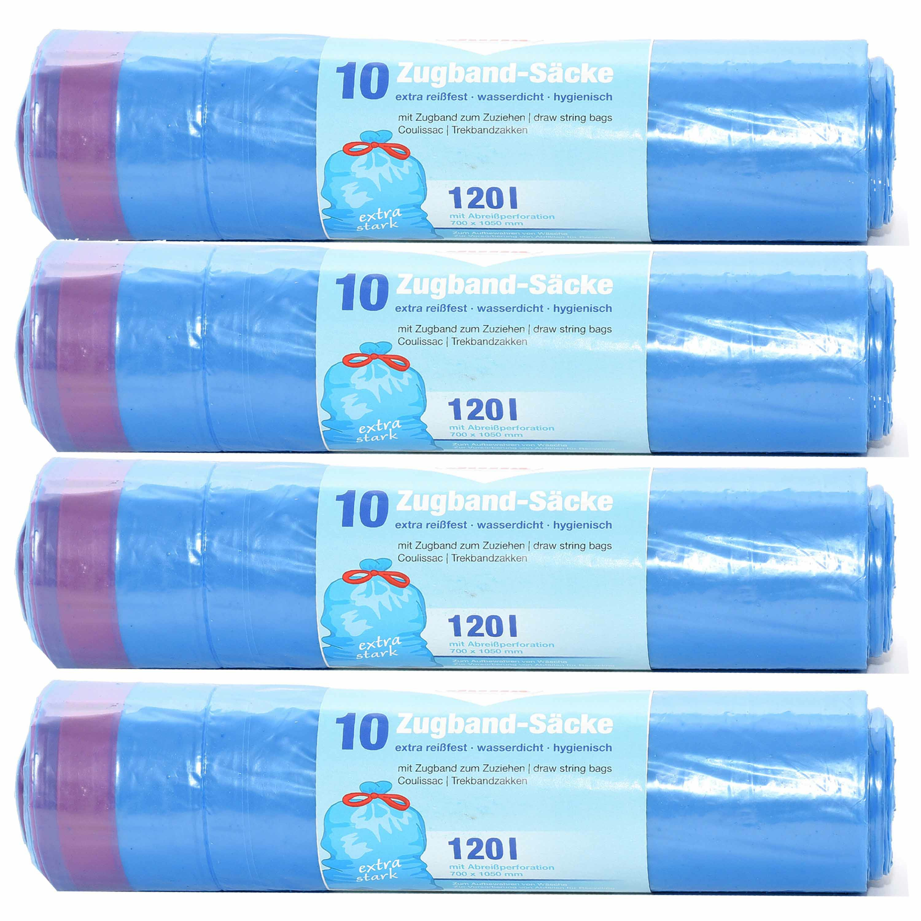 Afvalzakken/vuilniszakken - 40x - 120 liter - blauw - incl. handvaten -