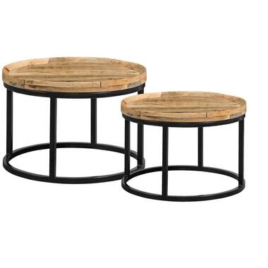 Salontafel Ilja - naturel/zwart (2 stuks) - 40x70 centimeter - Leen Bakker