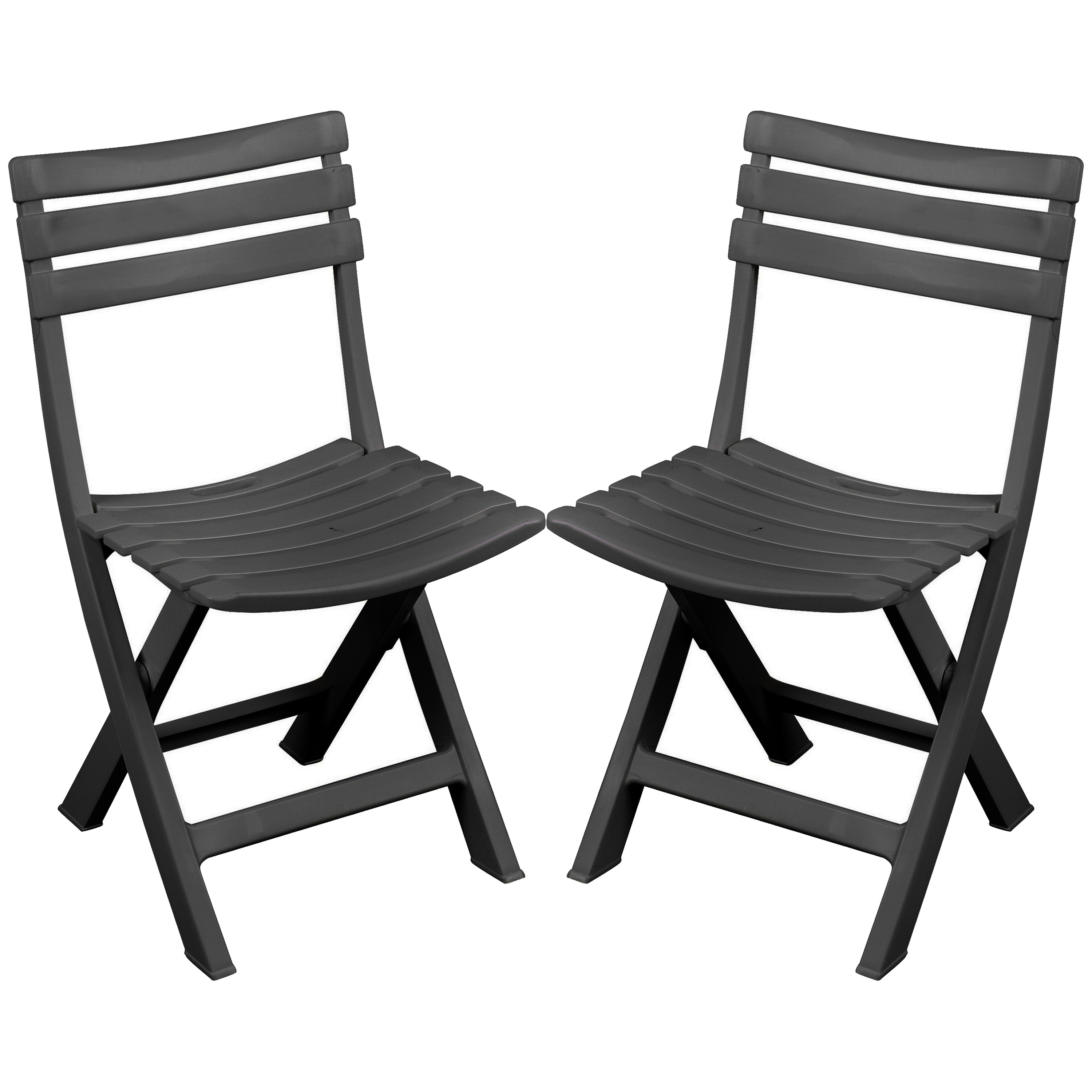 Klapstoel voor buiten/binnen - 4x - donkergrijs - 41 x 79 cm - stevig kunststof - Bijzet stoelen -