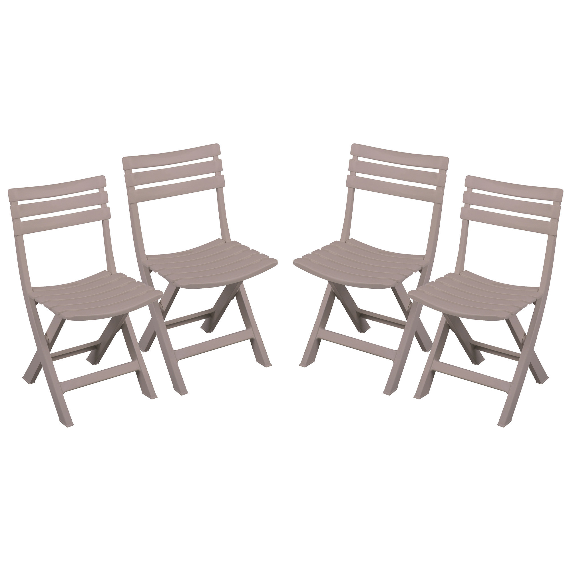 Klapstoel voor buiten/binnen - 4x - beige - 41 x 79 cm - stevig kunststof - Bijzet stoelen -