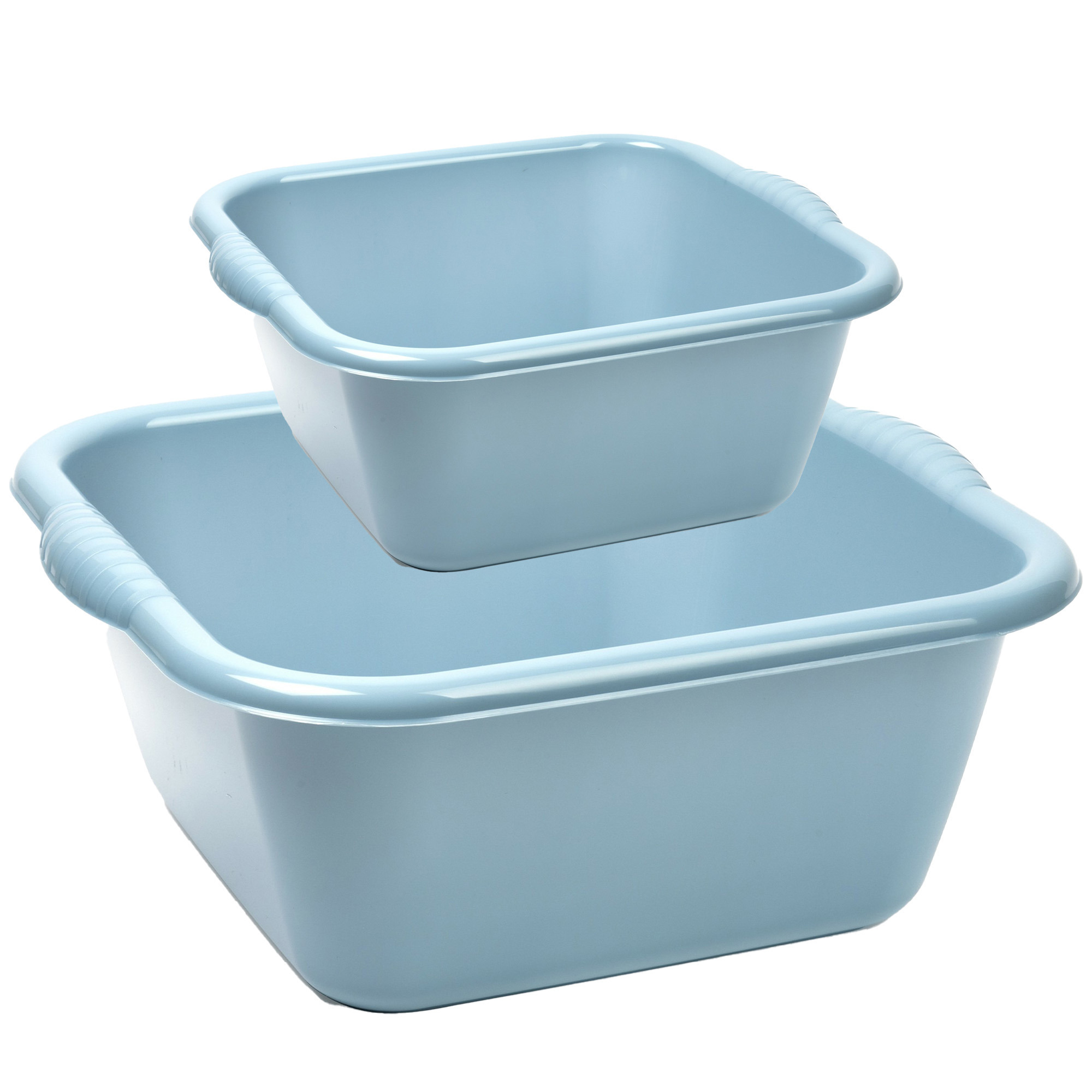 Afwasbak teil - set van 2 formaten - 10 en 20 liter - licht blauw - kunststof -