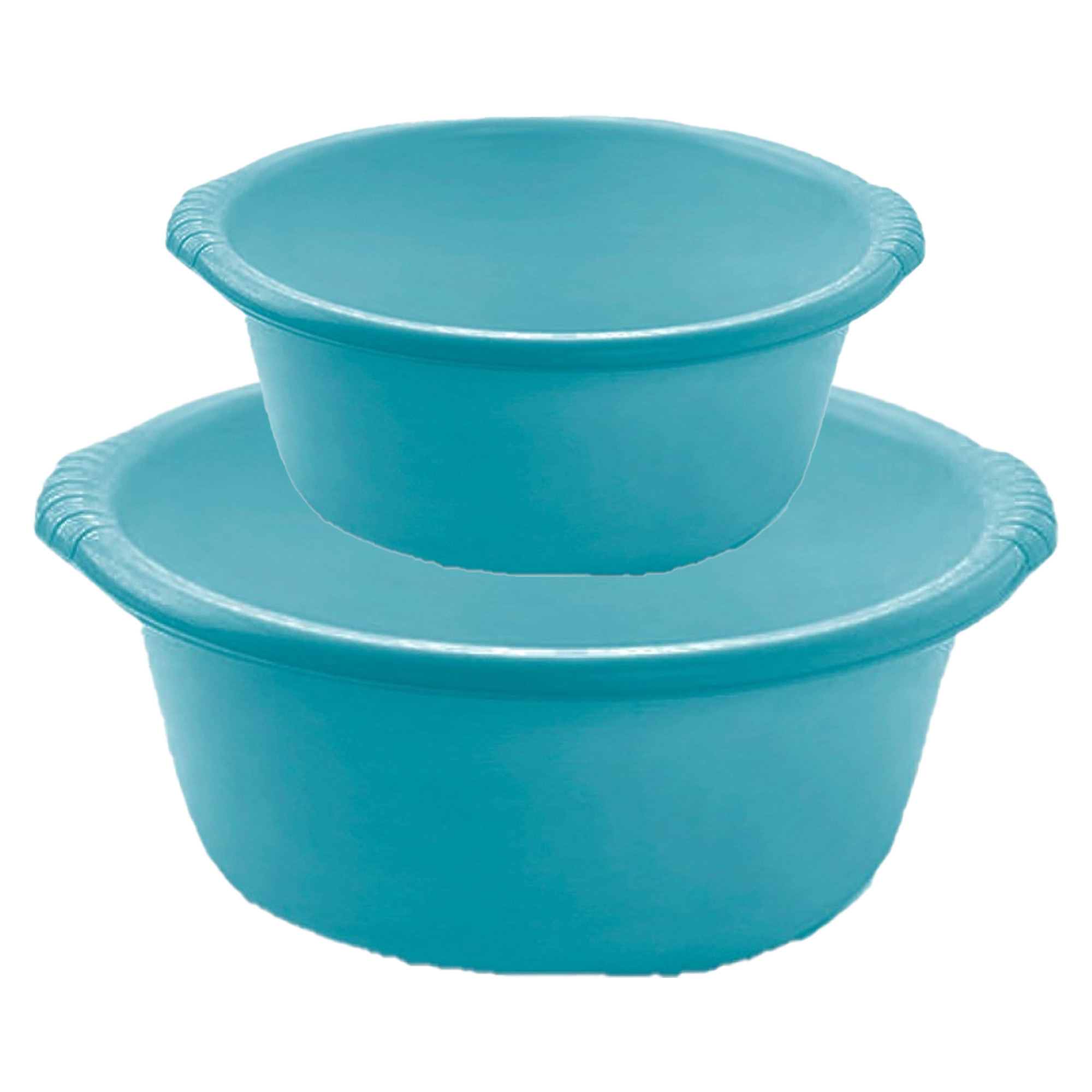 Afwasbak teil - set van 2 formaten - 10 en 15 liter - turquoise blauw - kunststof -