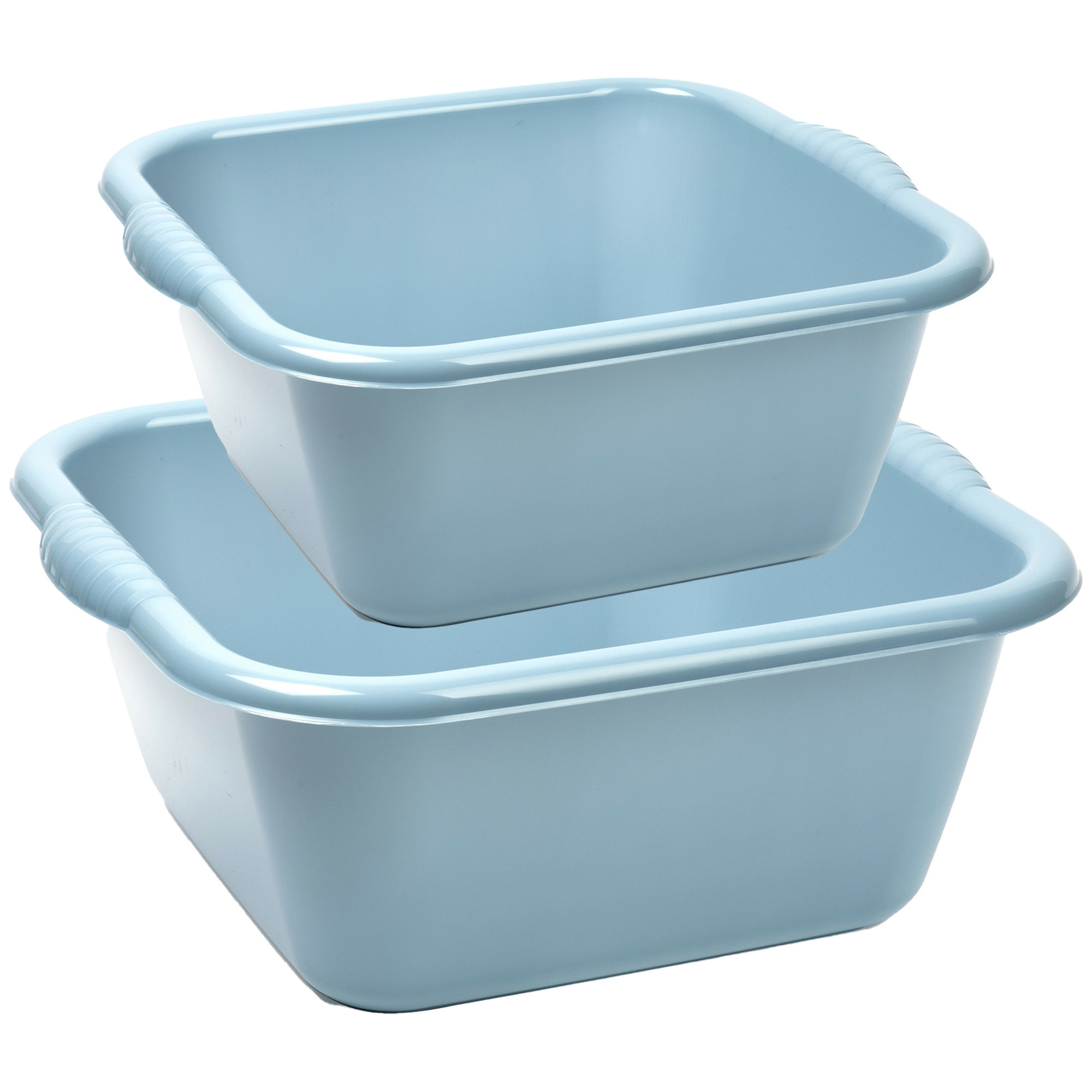 Afwasbak teil - set van 2 formaten - 15 en 20 liter - licht blauw - kunststof -