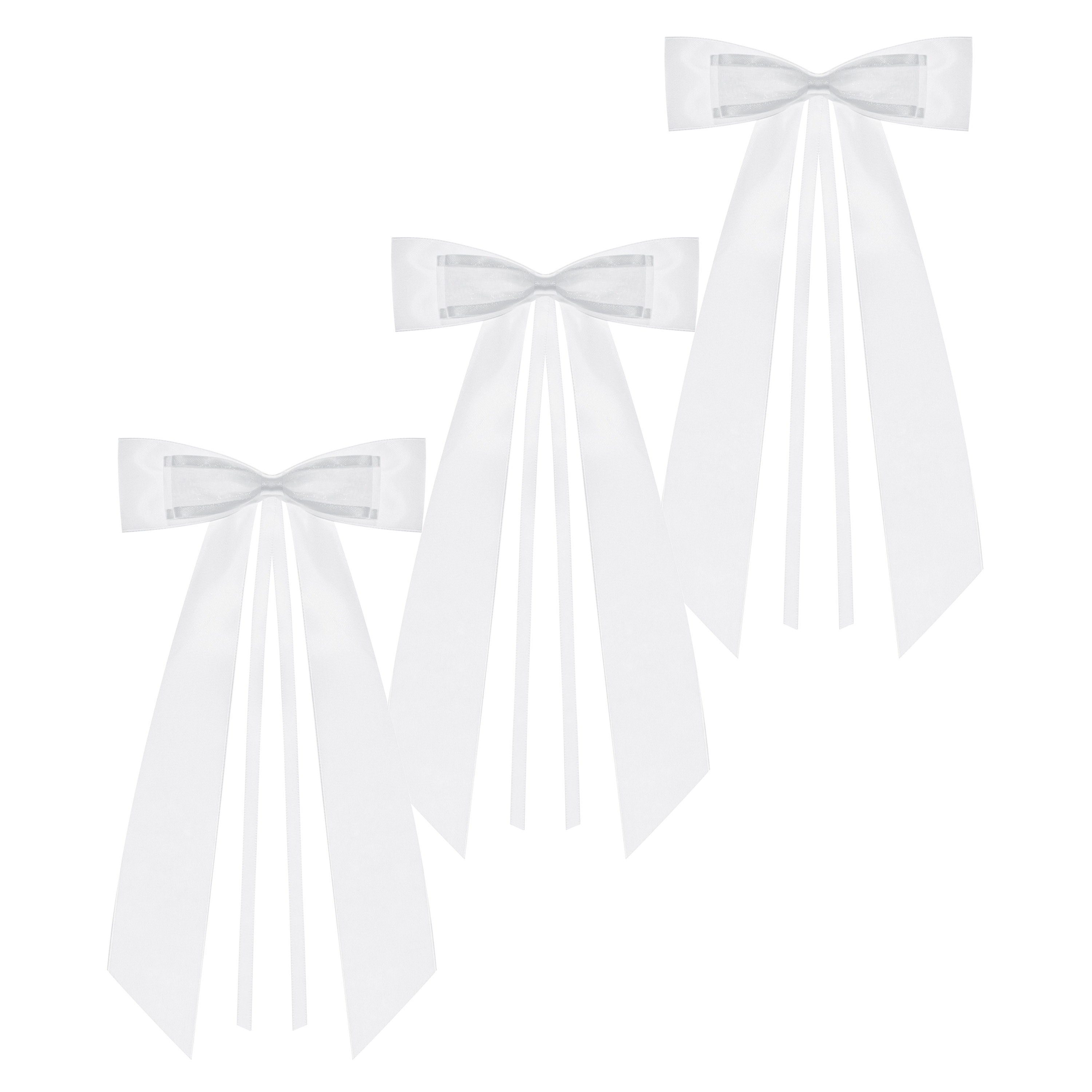 Trouwauto antenne lint strik - Bruiloft - wit - 8x stuks - 14 cm - just married -