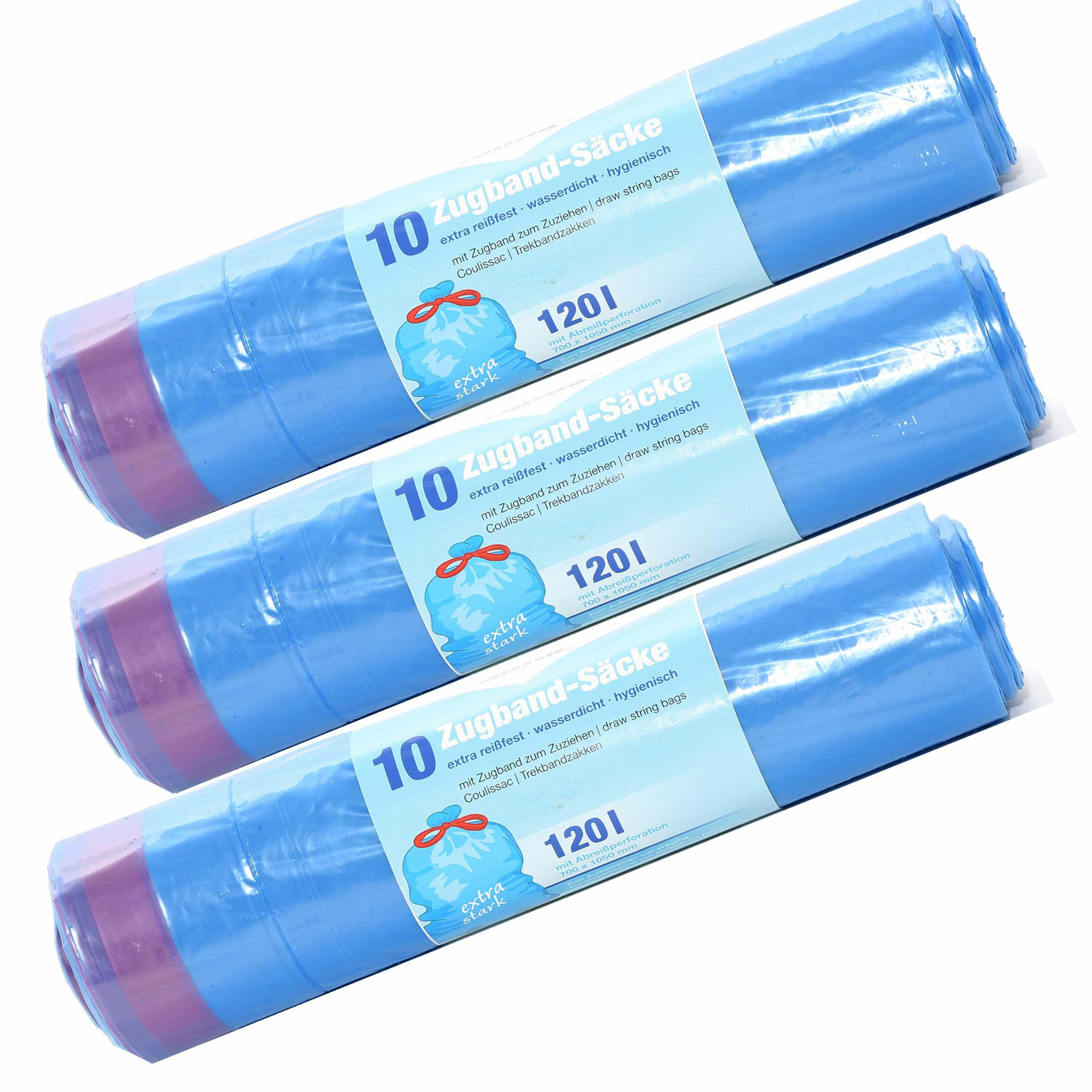Afvalzakken/vuilniszakken - 30x - 120 liter - blauw - incl. handvaten -