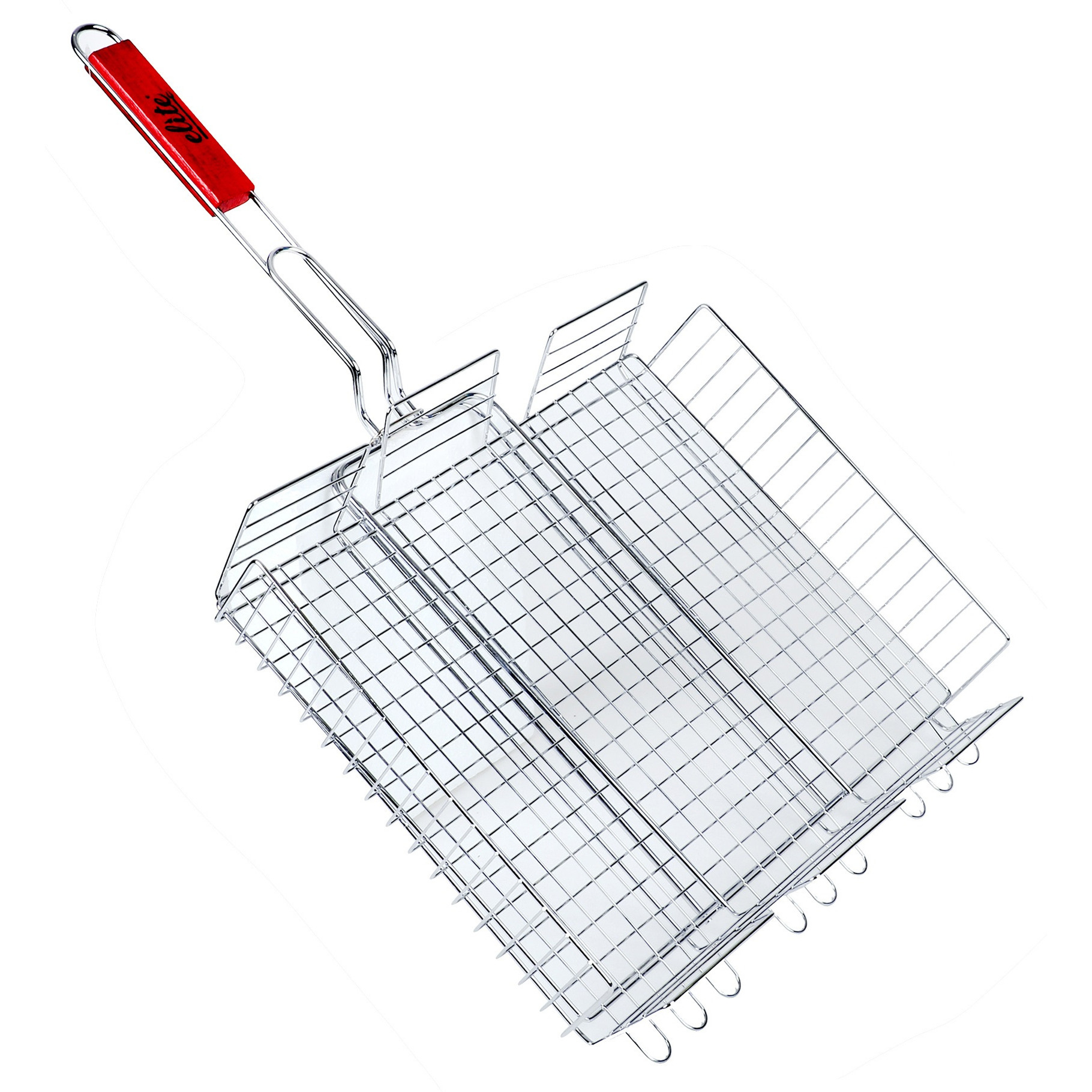 BBQ/barbecue rooster - grill mand - metaal/hout - 42 x 66 x 7 cm -
