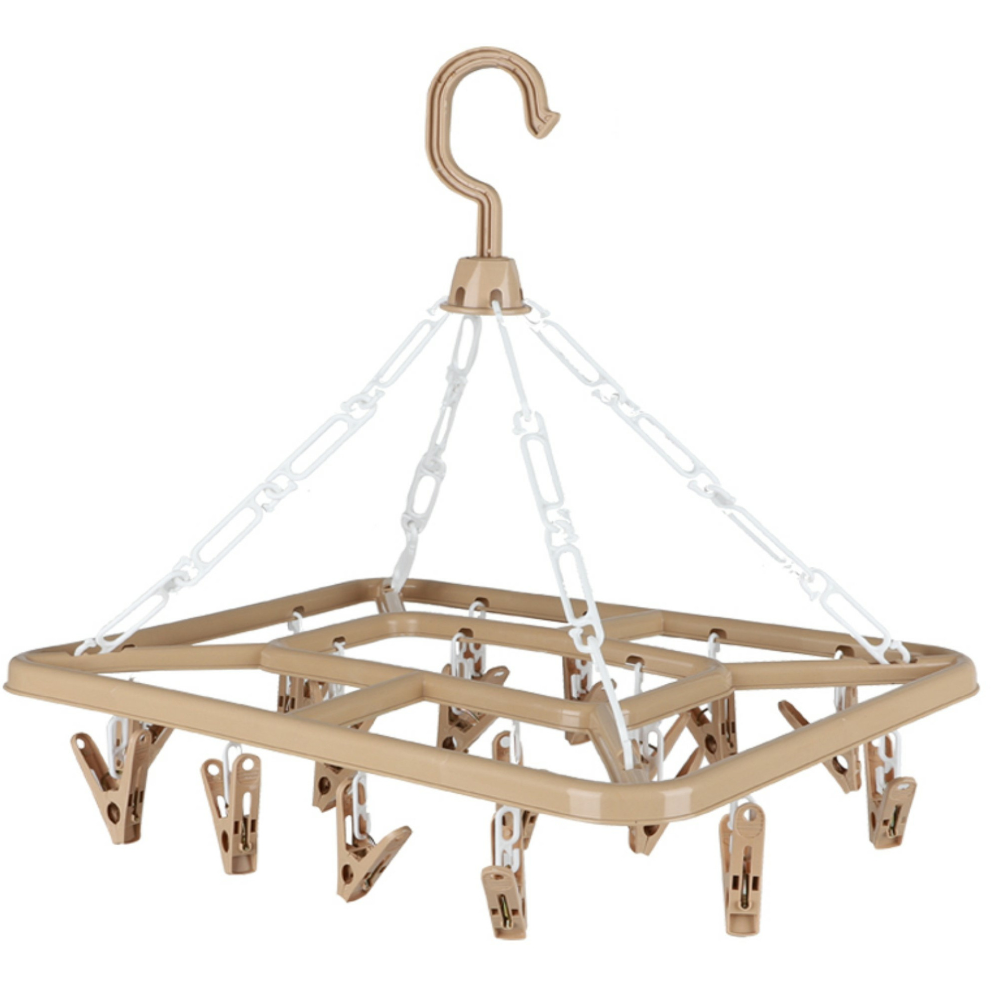 Wasgoed droogcarrousel/droogmolen - 18 clips/knijpers - beige - kunststof - 31 x 33 cm -