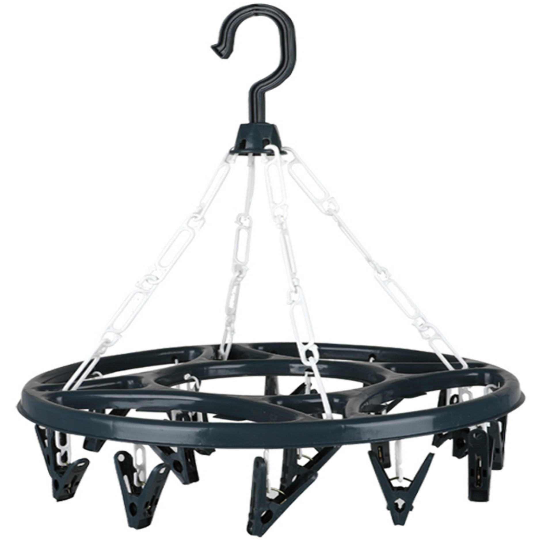 Wasgoed droogcarrousel/droogmolen - 18 clips/knijpers - antraciet - kunststof - 32 cm -