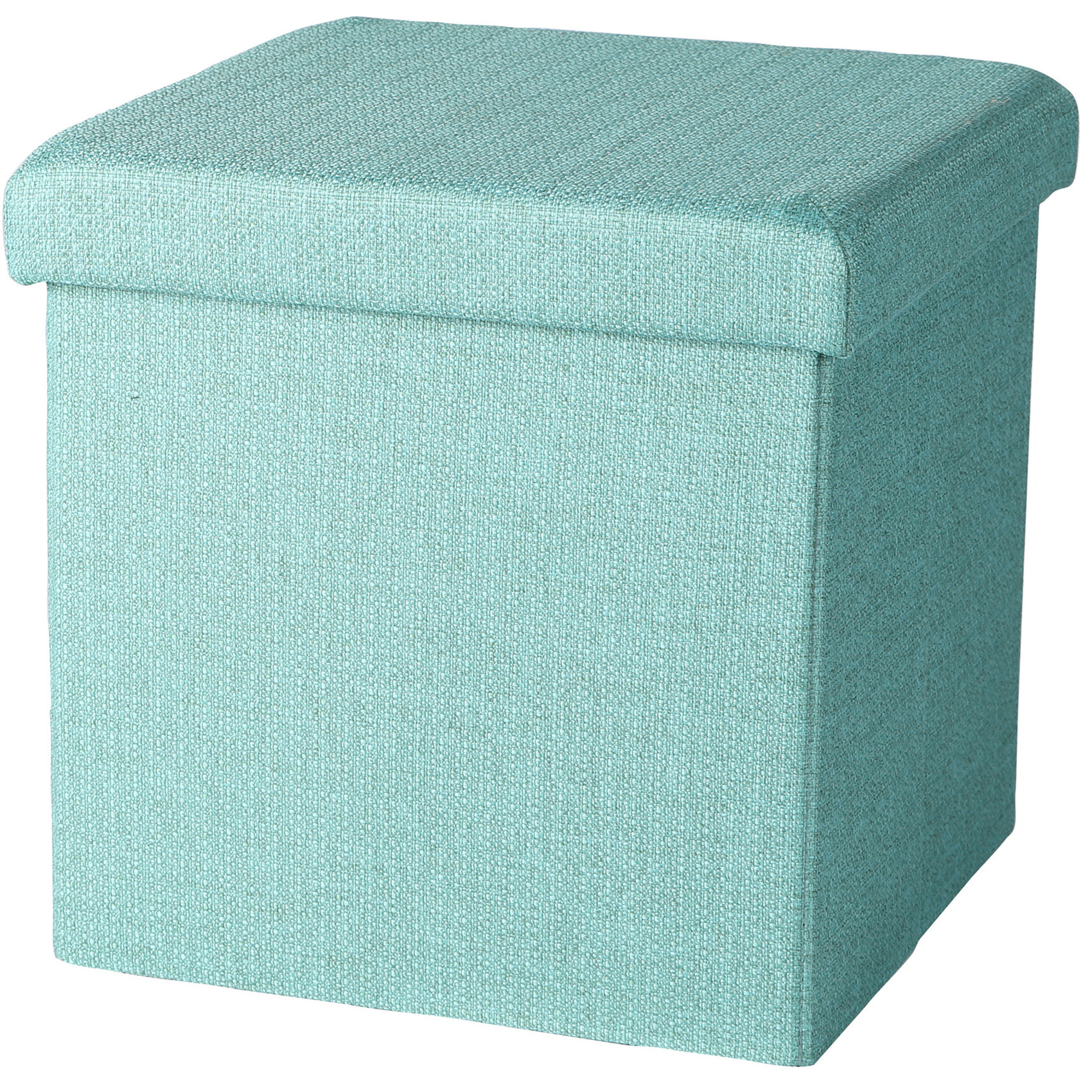 Poef/hocker - opbergbox zit krukje - mintgroen - polyester/mdf - 38 x 38 cm - opvouwbaar -