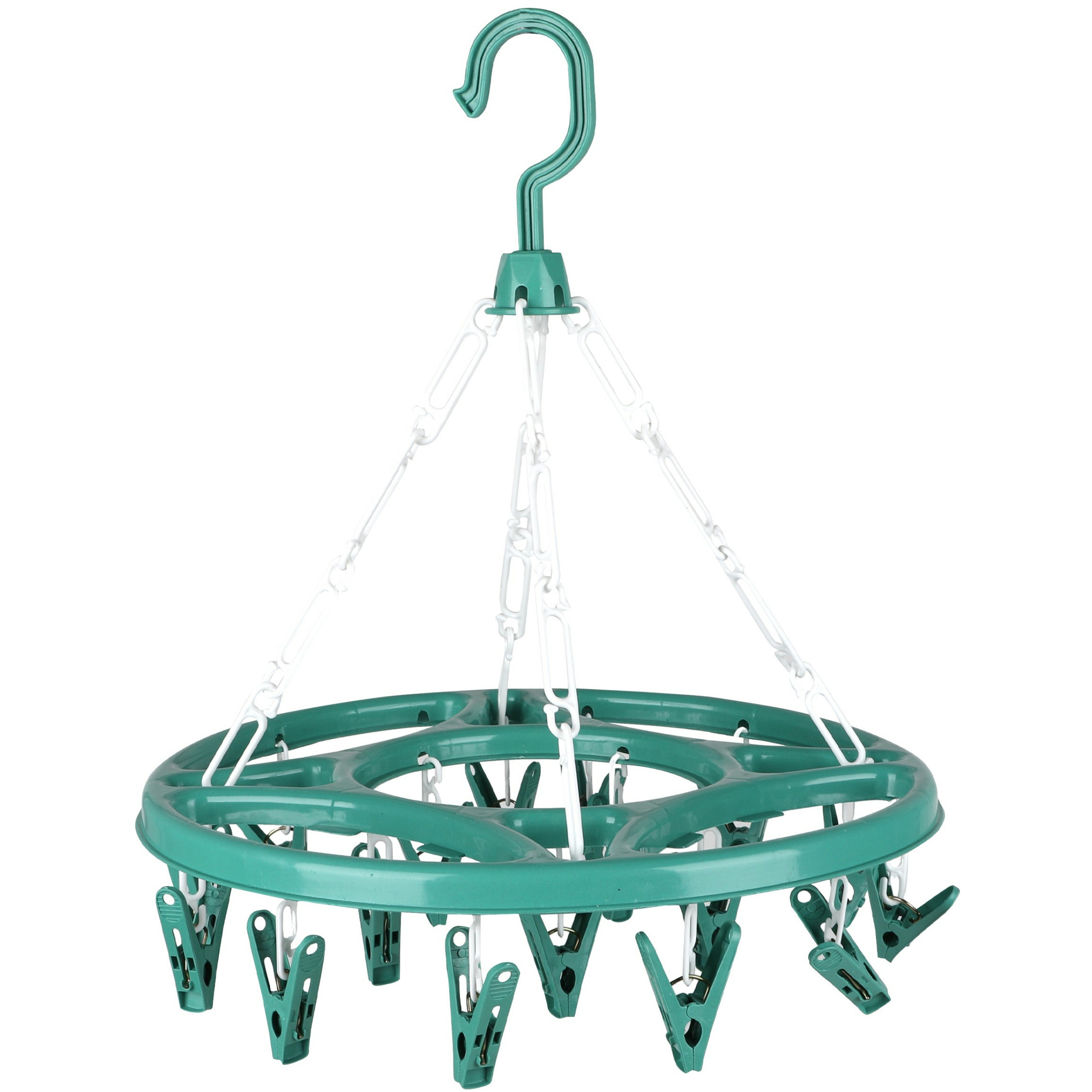 Wasgoed droogcarrousel/droogmolen - 18 clips/knijpers - groen - kunststof - 32 cm -