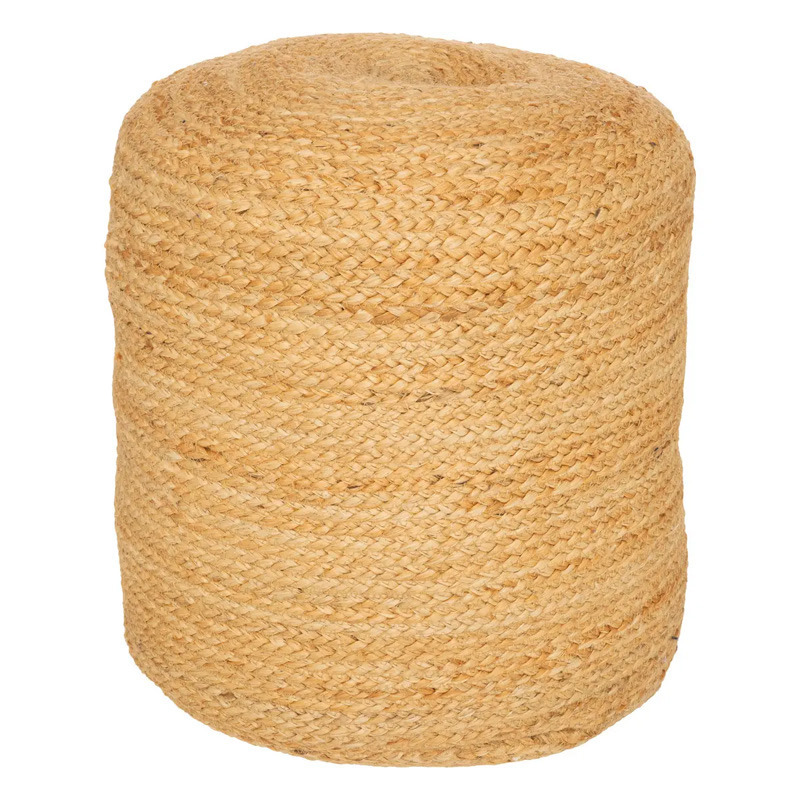 Poef om te zitten Desert Vibes - hout/jute stof - Beige - D40 x H40 cm - bijzet stoeltjes -