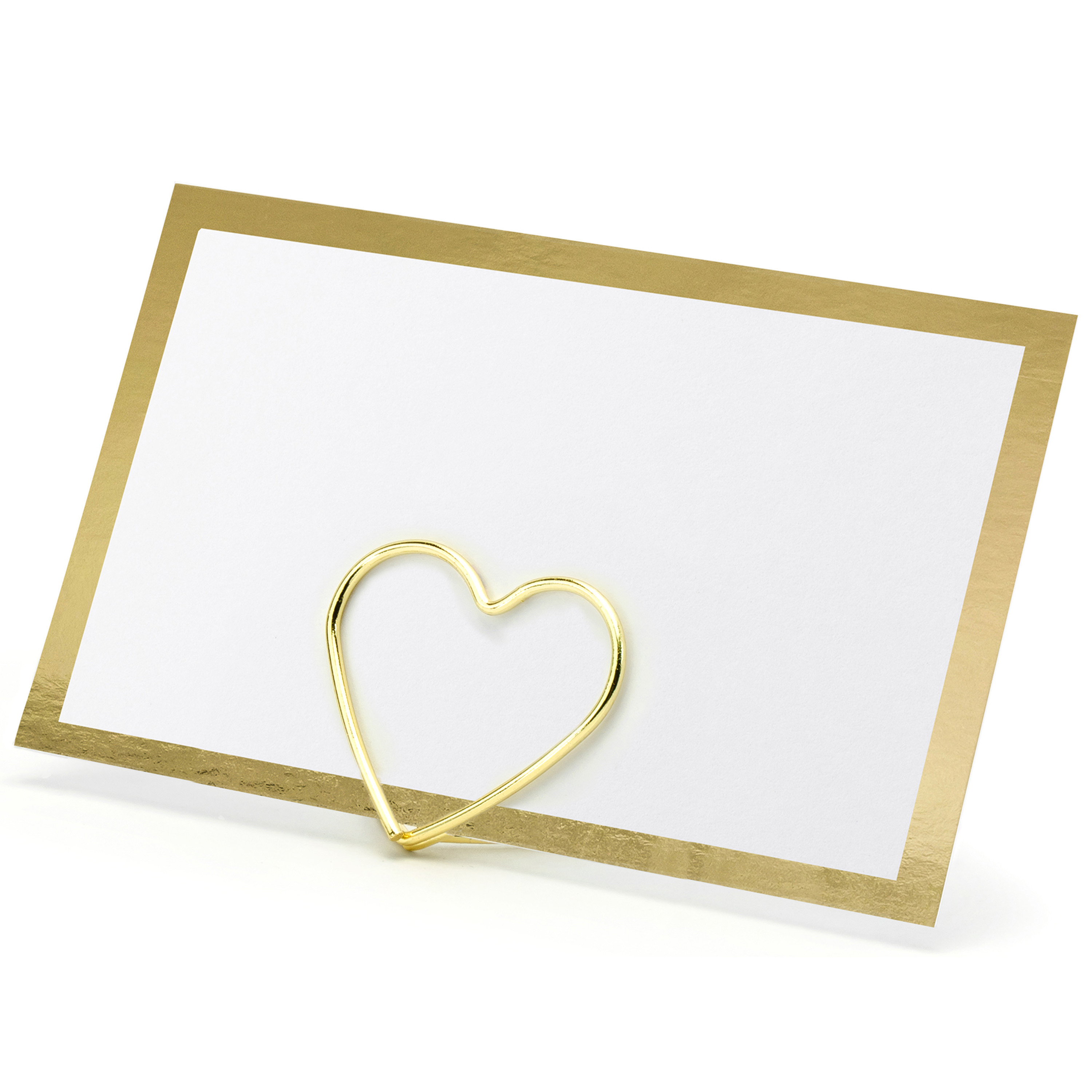 Naamkaartjes/plaatskaarten met houders - Hartje - Bruiloft - 10x sets - goud -