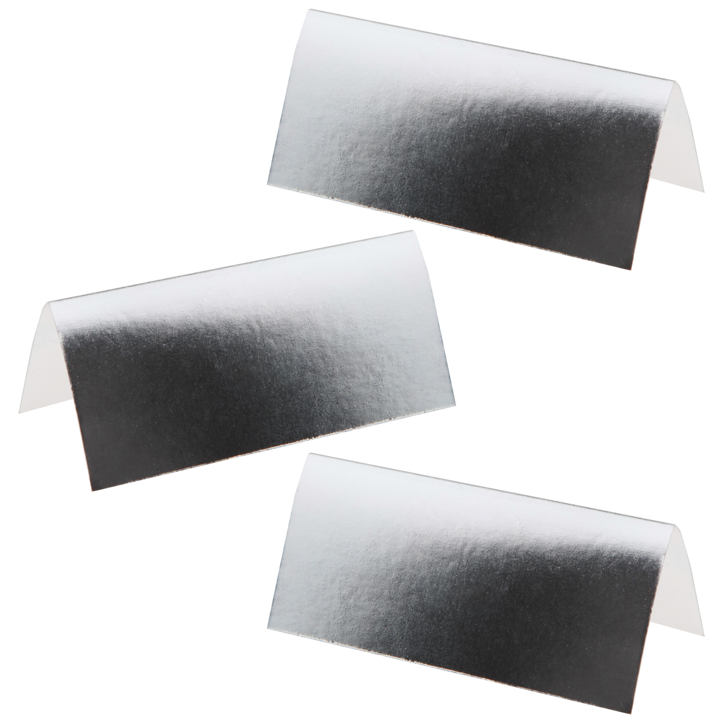 Naamkaartjes/plaatskaartjes metallic - Bruiloft - zilver - 50x stuks - 7 x 3 cm -