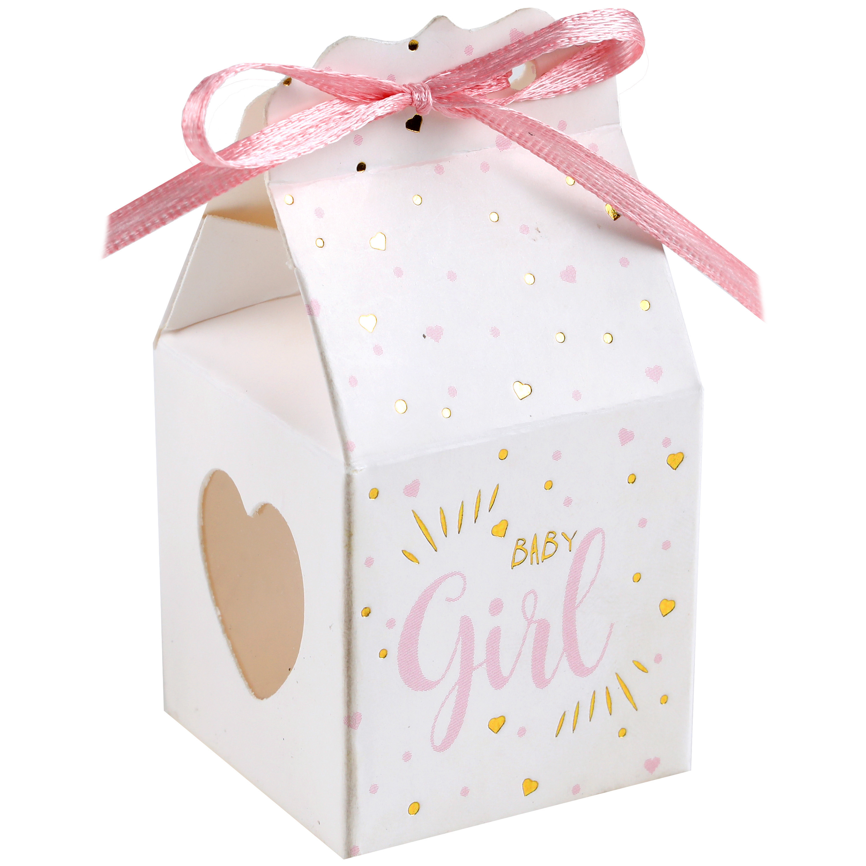 Cadeaudoosjes baby girl - Babyshower bedankje - 6x stuks - wit/roze - 4 cm - dochter -