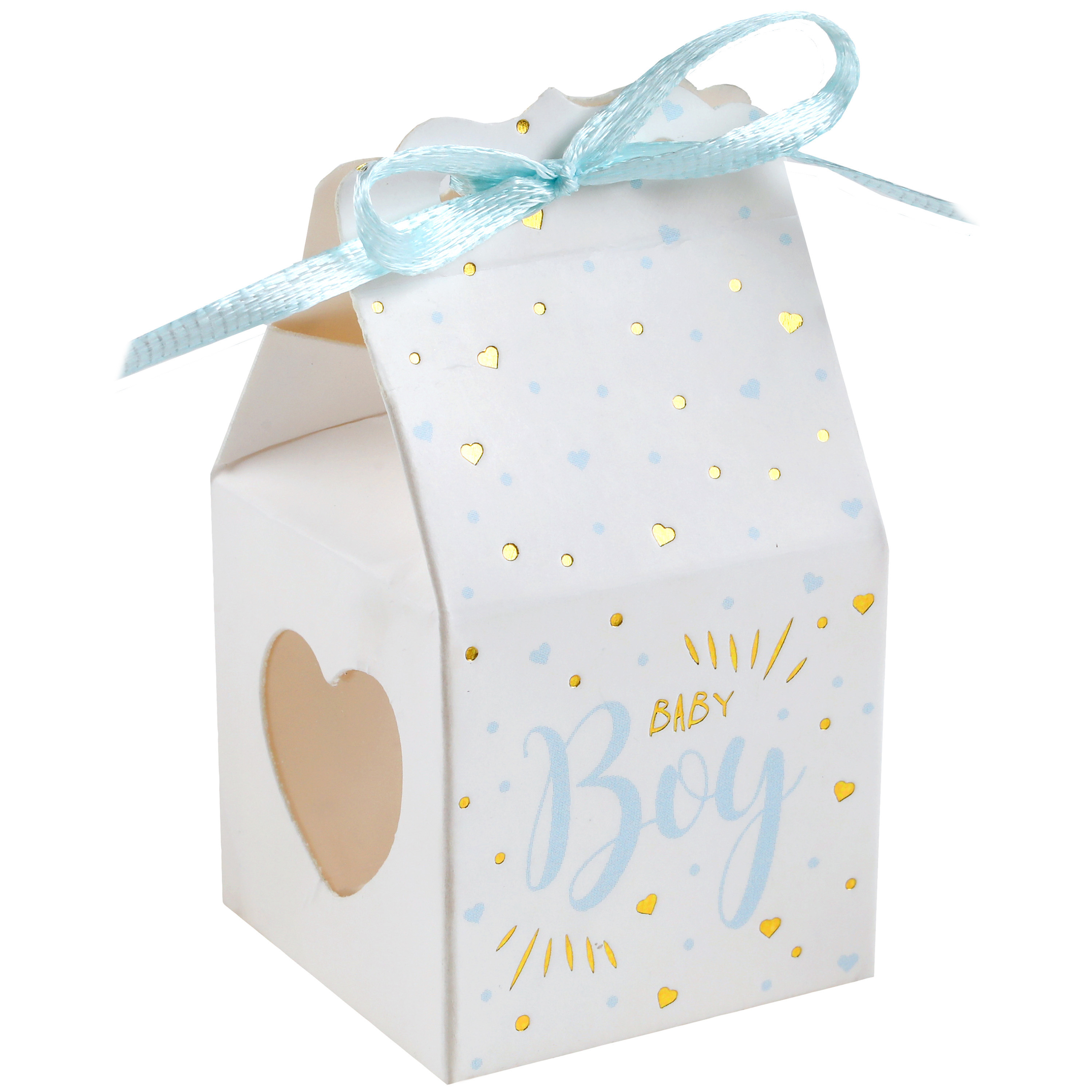 Cadeaudoosjes baby boy - Babyshower bedankje - 6x stuks - wit/blauw - 4 cm - zoon -