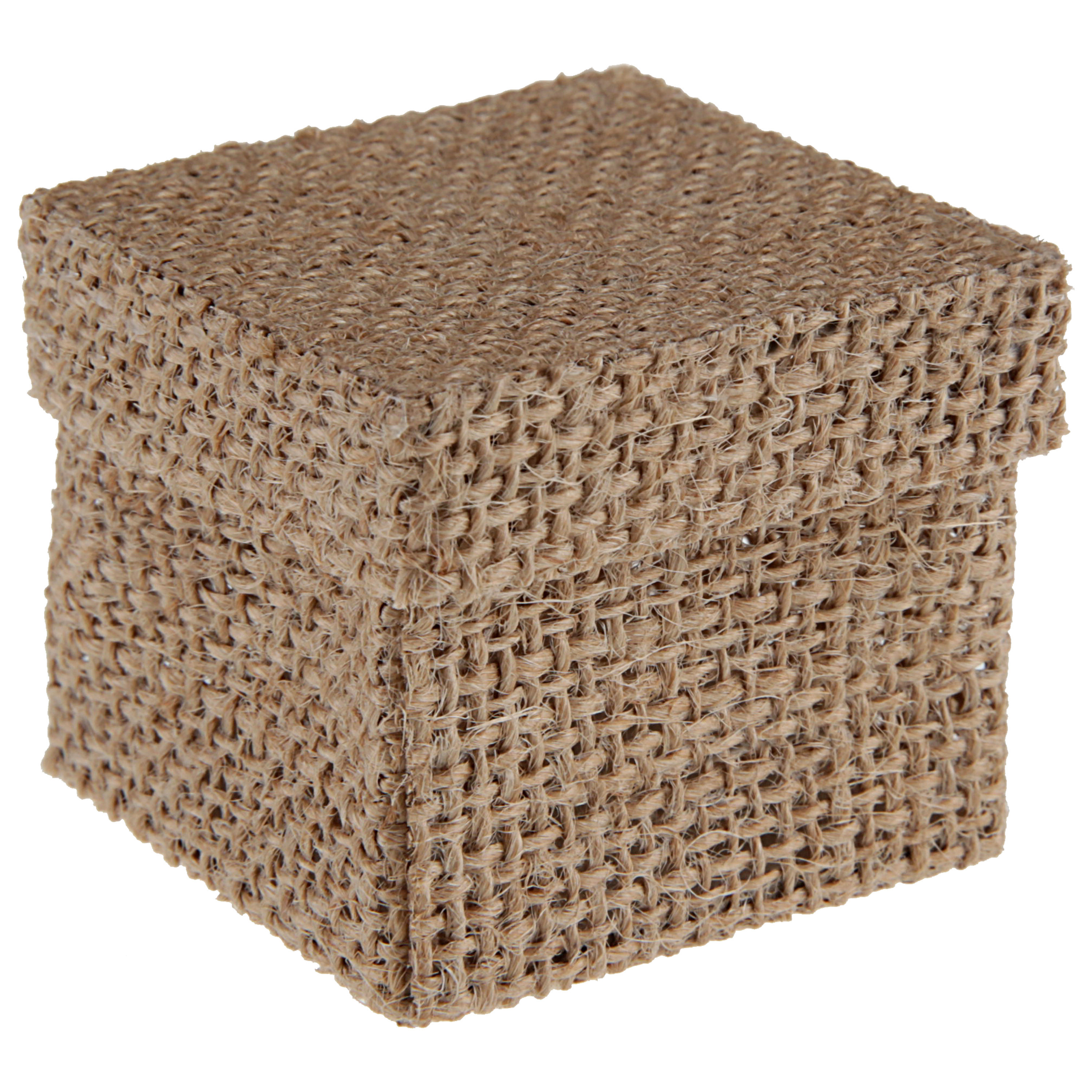 Cadeaudoosje Natural - Bruiloft bedankje - 4x stuks - jute - 5 x 5 cm -