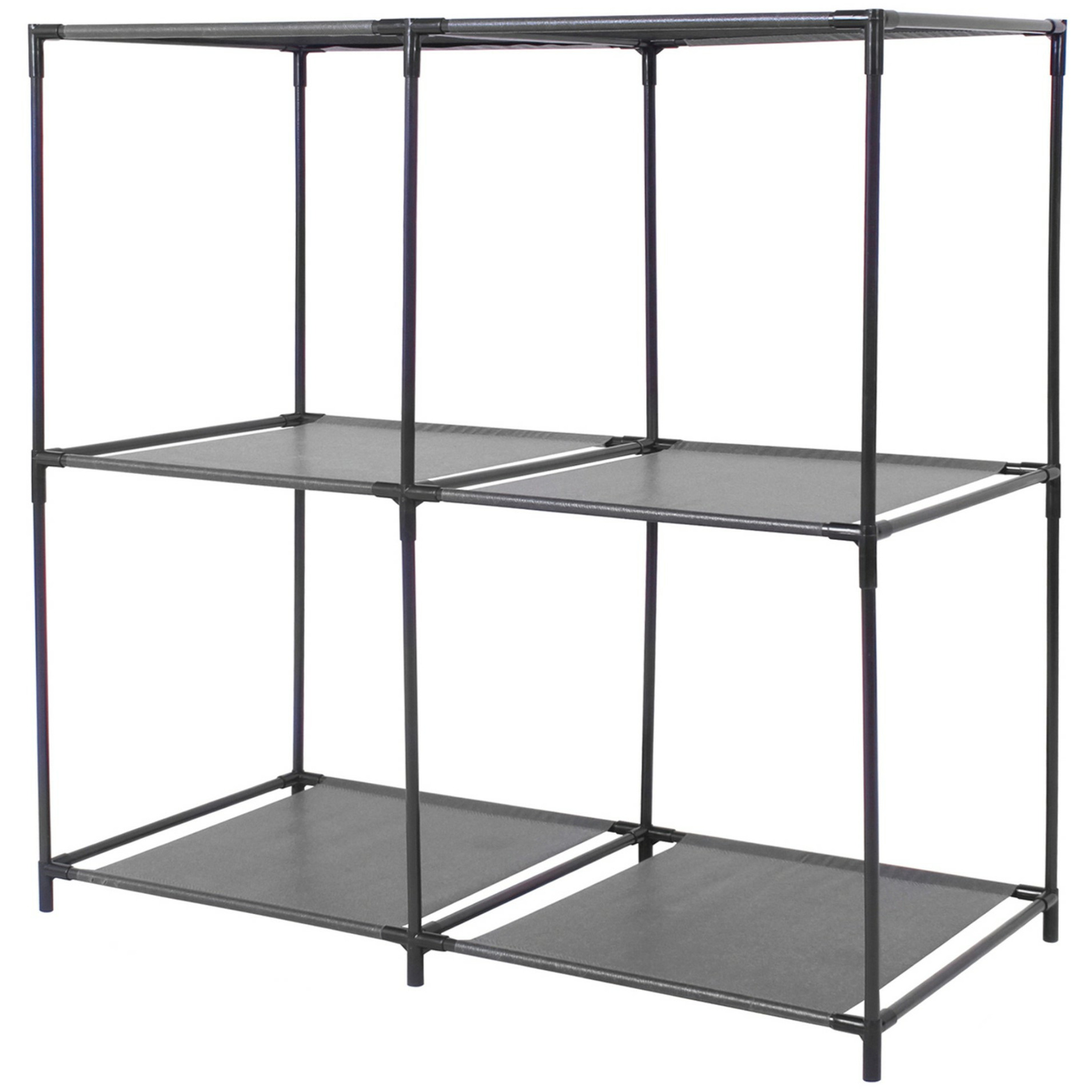Urban Living Opbergrek 2-laags - metaal - kunststof - zwart - 68,5 x 70 cm - voor opbergmanden -
