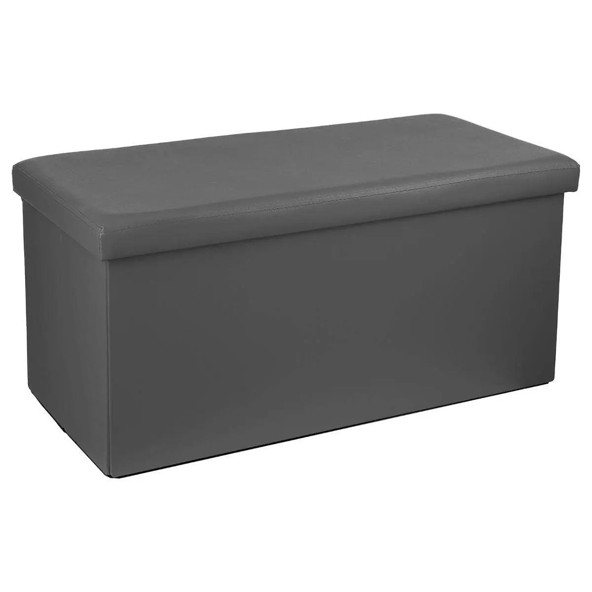 Poef/hocker - opbergbox - grijs - kunststof/mdf - 76 x 38 x 38 cm - opvouwbaar -