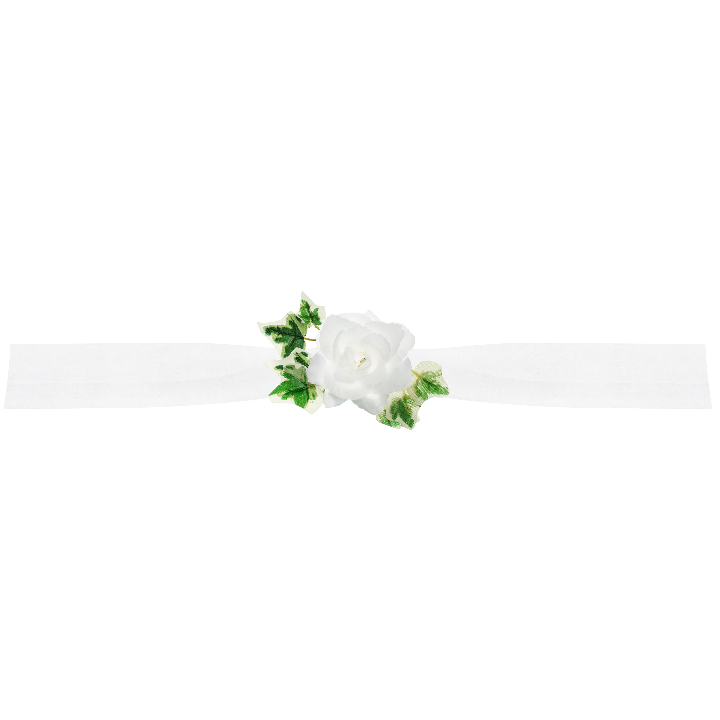 Trouwauto lint roosjes - Bruiloft - wit met groen blad - just married -