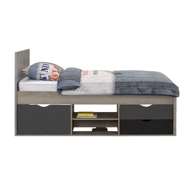 Bed Tempo incl. bedverhoger - grijs eikenkleur - 90x200 cm - Leen Bakker