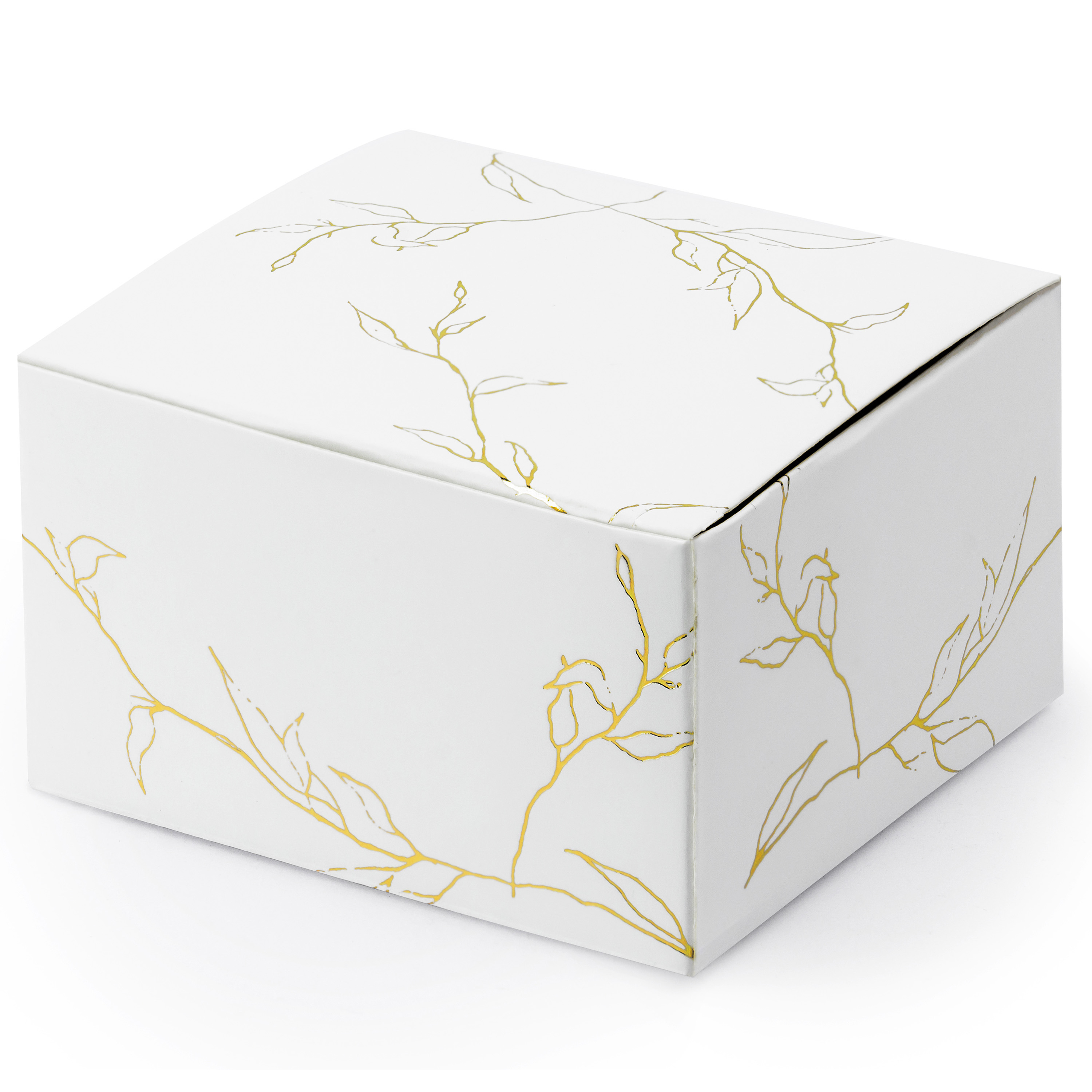 Cadeaudoosje Nature - Bruiloft bedankje - 10x stuks - wit/goud - papier - 6 x 4 cm -