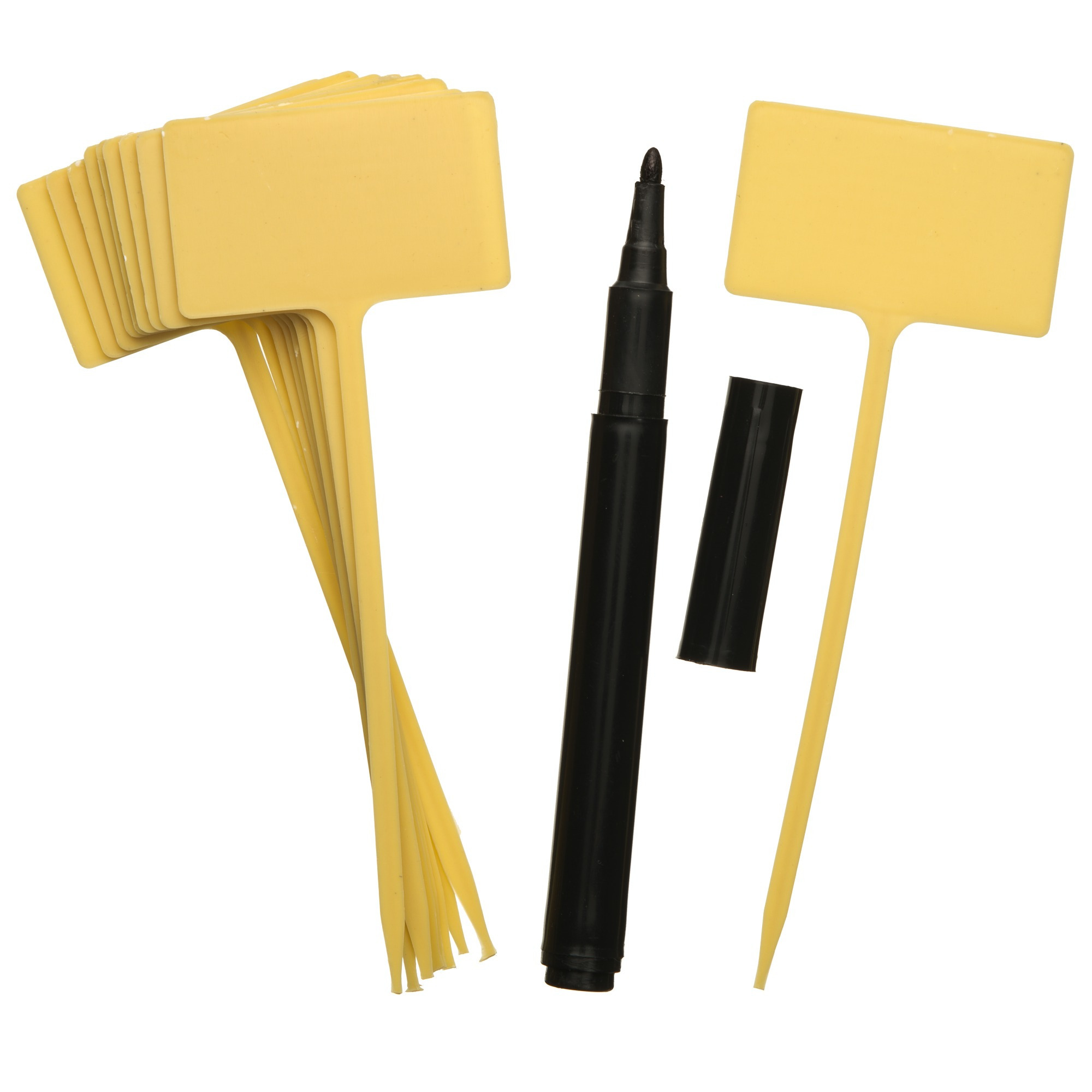 Plantetiketten/plantenlabels - 10x - geel - kunststof - 13 cm - steeketiketten -