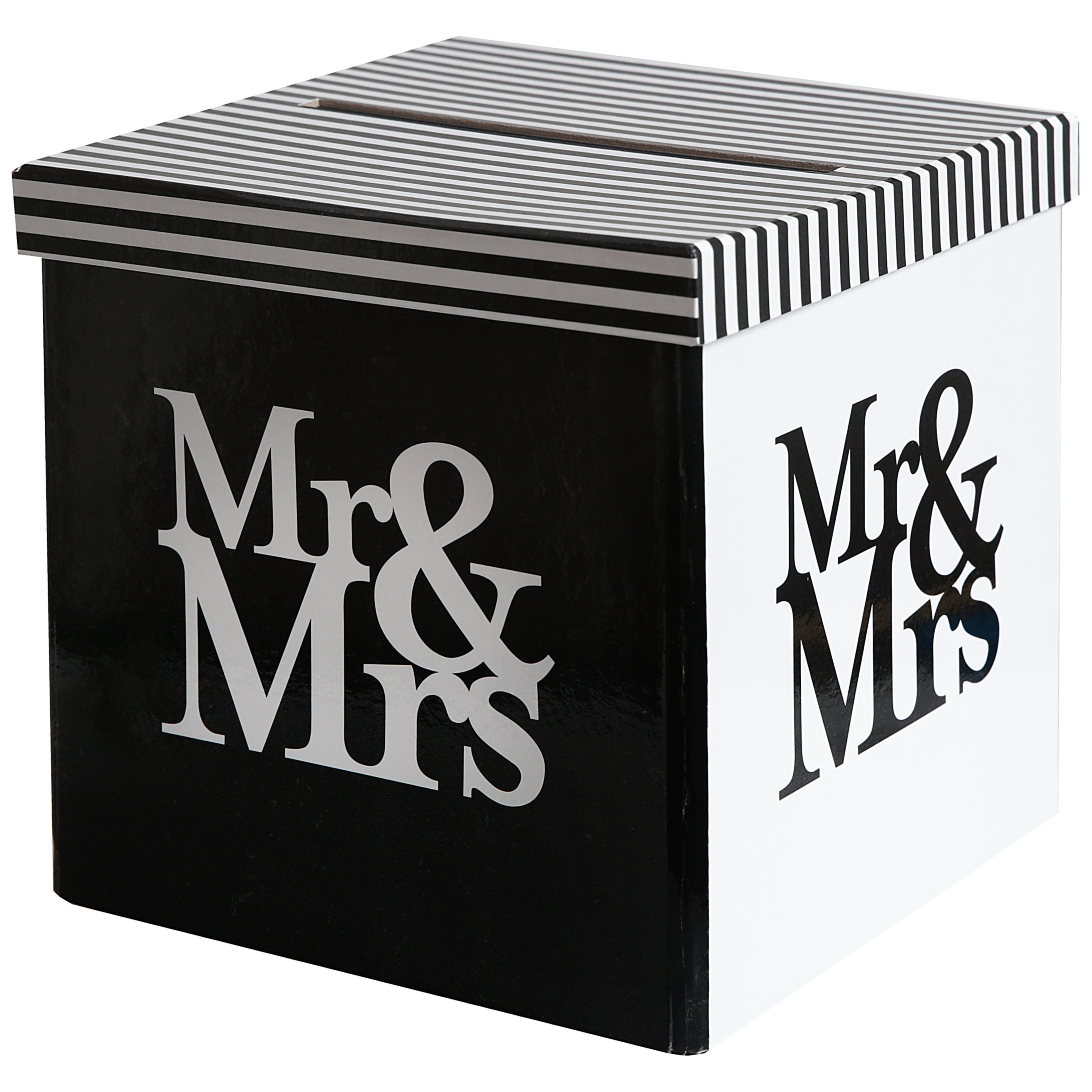 Enveloppendoos - Bruiloft - zwart/wit - Mr/Mrs - karton - 20 x 20 cm -