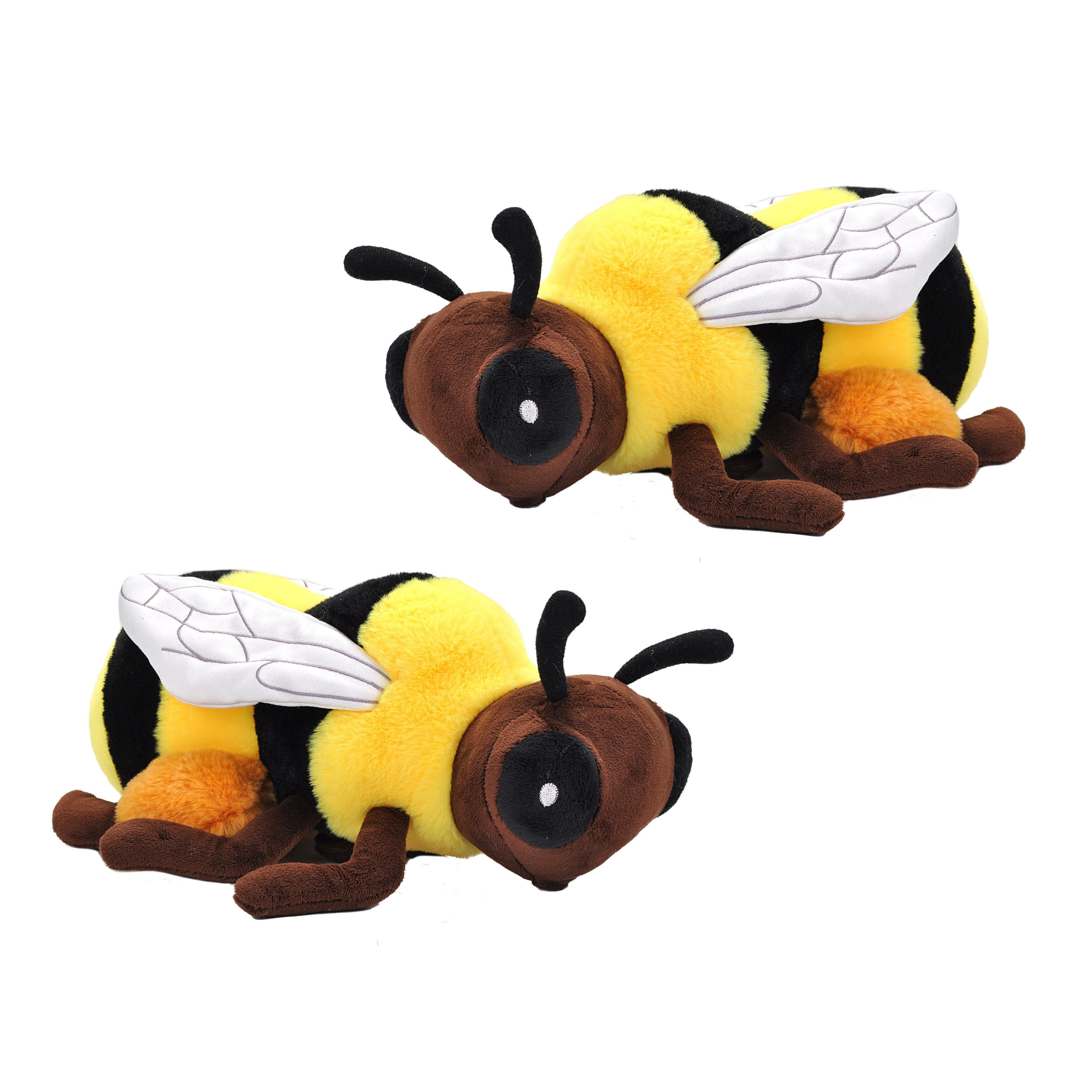 Pluche knuffel dieren Ecokins series - 2x honingbij - zwart/geel - 30 cm -