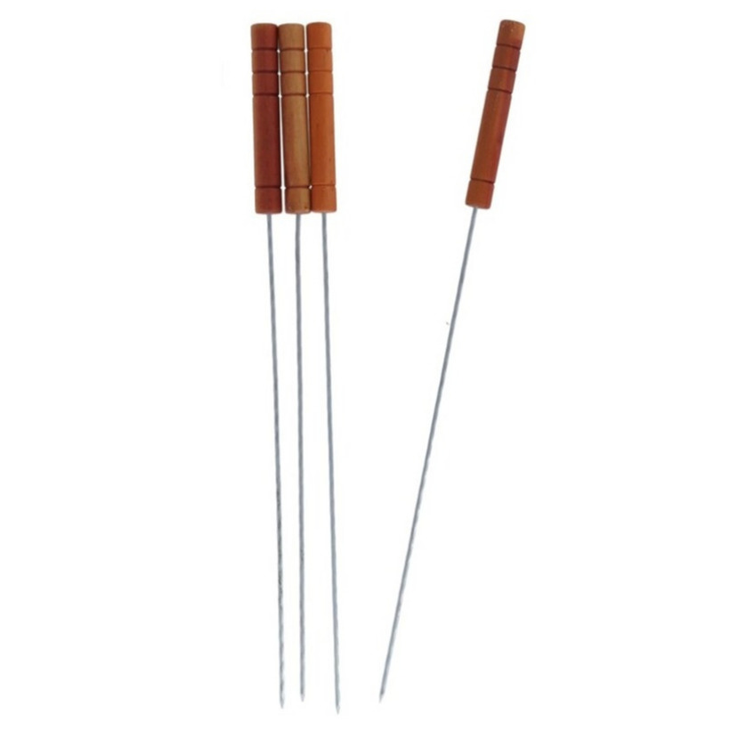 4x Barbecuespiezen/vleespennen houten handvat 32 cm -