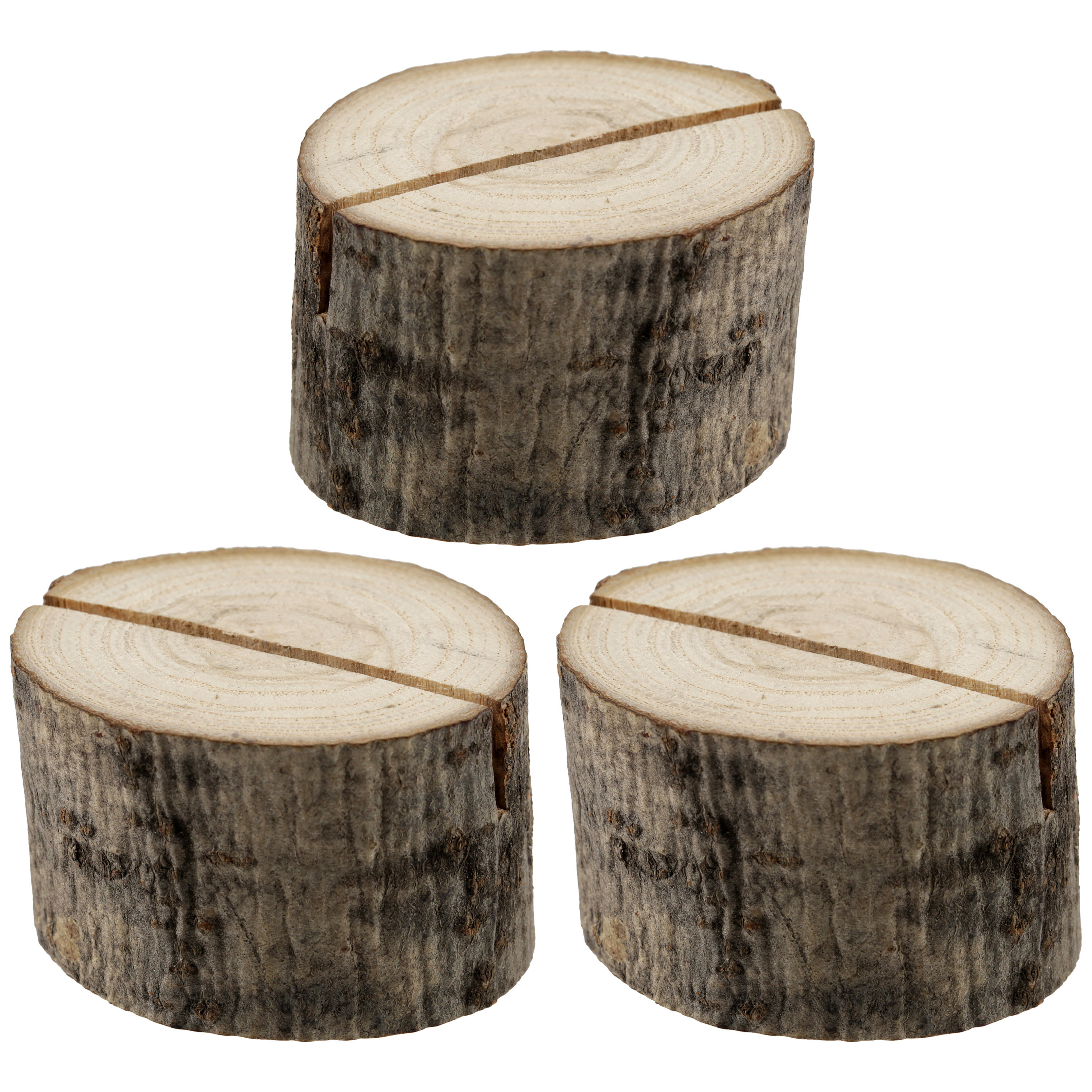 Naamkaart/plaatskaart houders - boomschijf - Bruiloft - 6x stuks - 4 cm - hout -