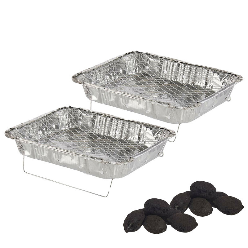Eenmalig gebruik wegwerp BBQ/Barbeque grills - 2x - 31 x 23 x 6 cm -
