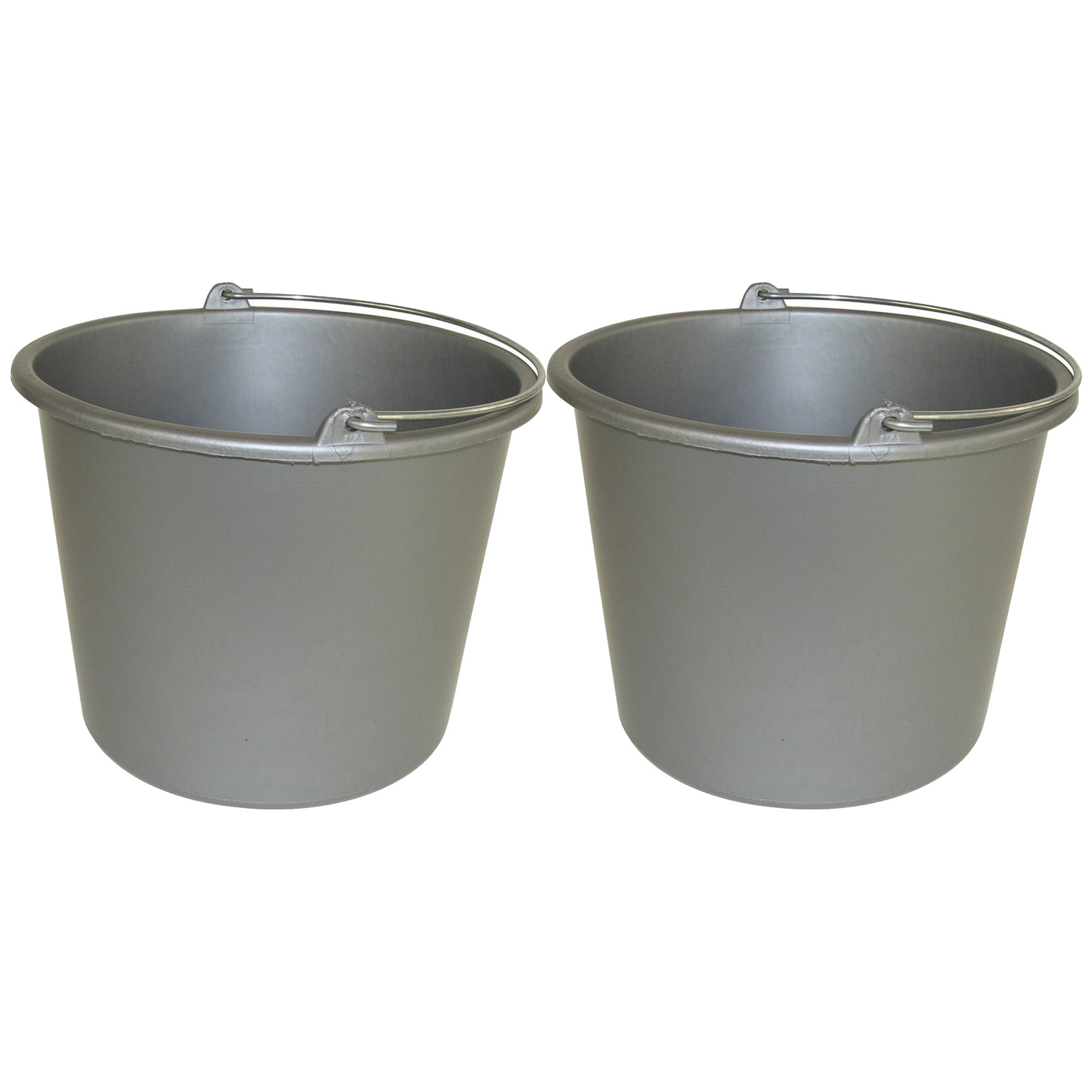 Huishoud emmer - 2x - grijs - kunststof - 12 liter - D29 x H35 cm -