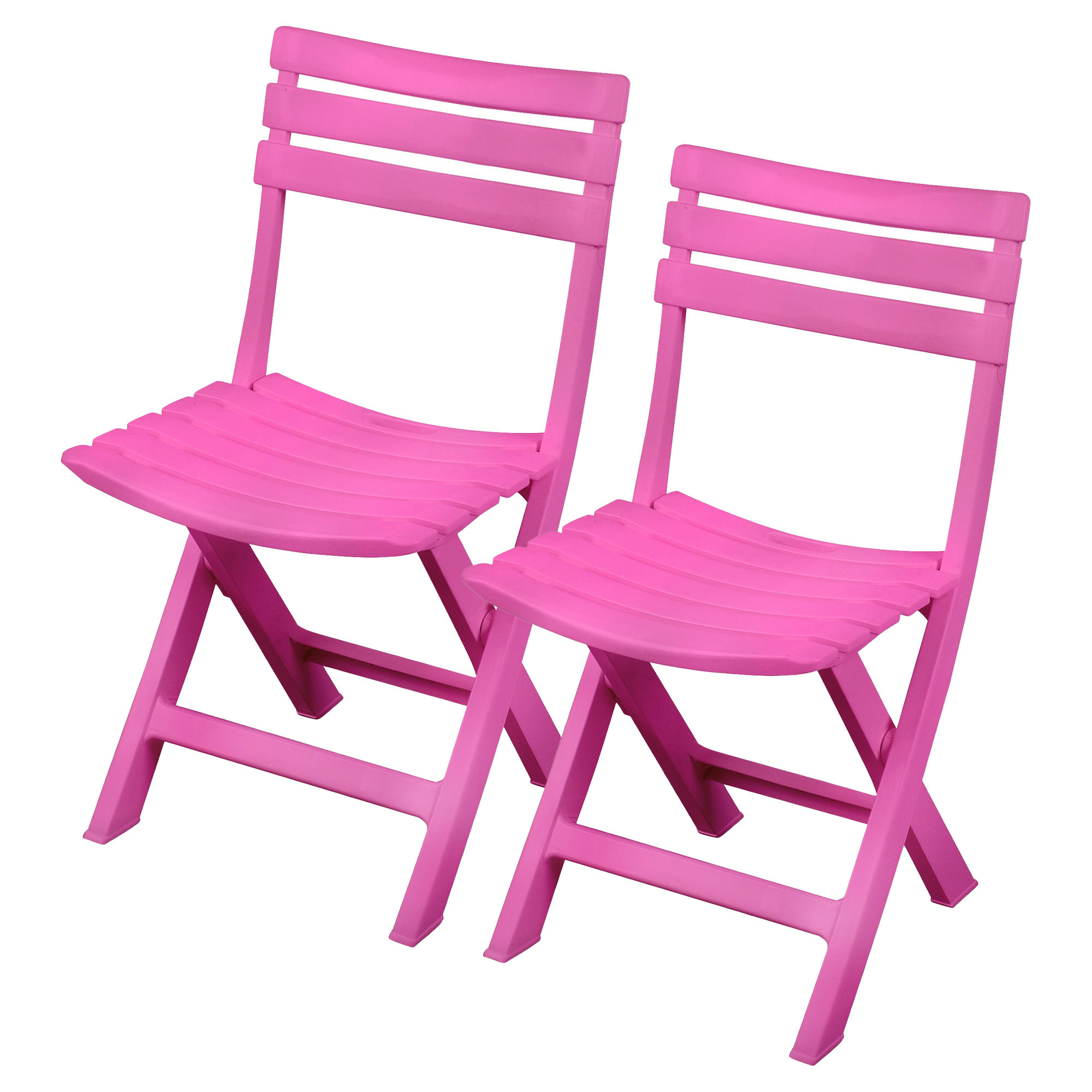 Klapstoel voor buiten/binnen - 2x - roze - 41 x 79 cm - stevig kunststof - Bijzet stoelen -