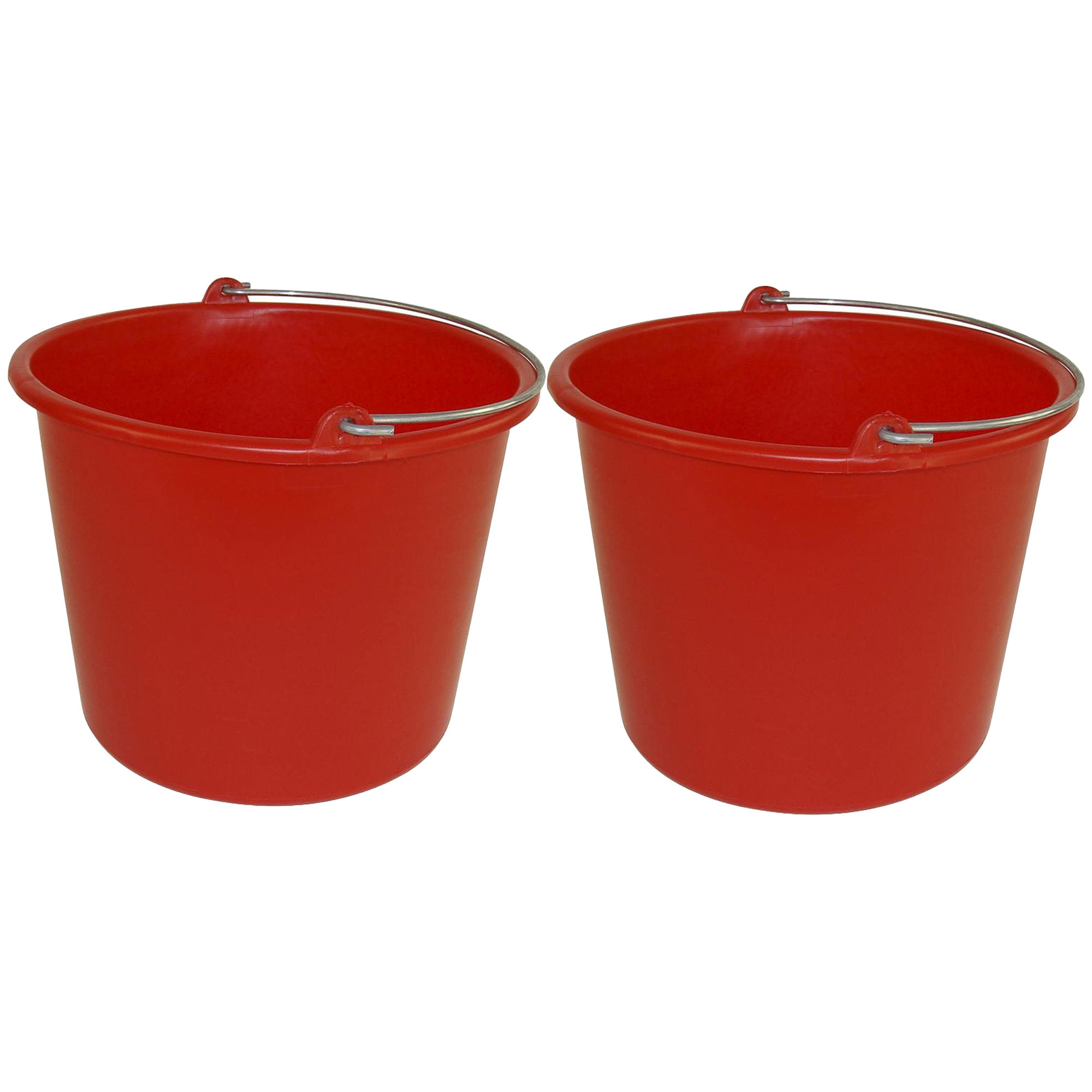 Huishoud emmer - 2x - rood - kunststof - 12 liter - D29 x H35 cm -