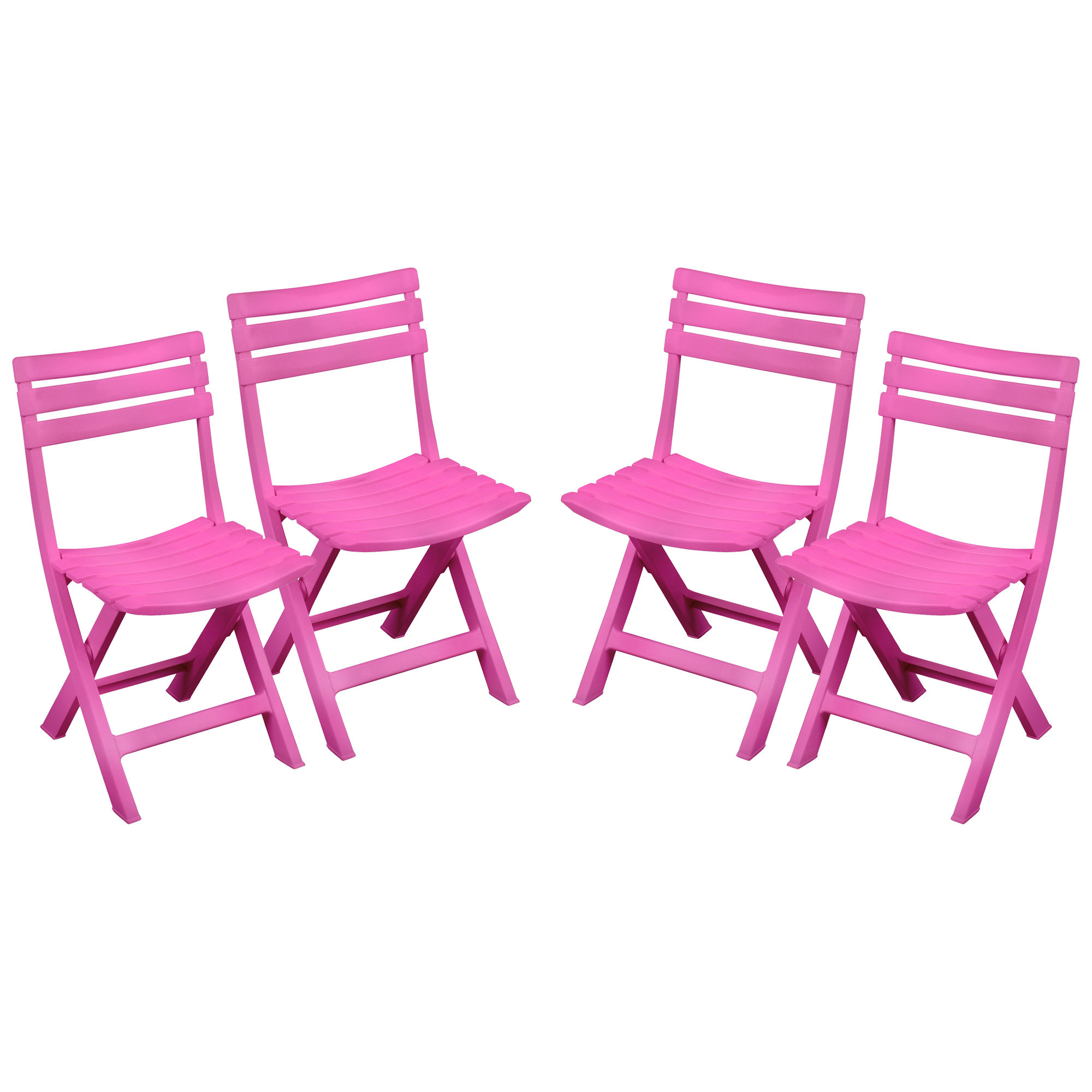 Klapstoel voor buiten/binnen - 4x - roze - 41 x 79 cm - stevig kunststof - Bijzet stoelen -