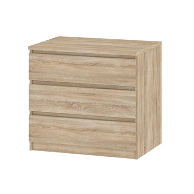 Ladekast Naia 3 lades - eikenkleur - 70,1x76,8x50 cm - Leen Bakker