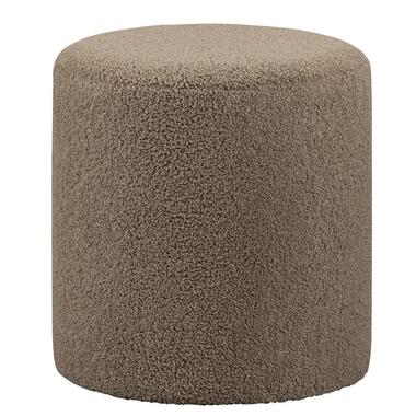 Hocker Wenen - Teddy taupe - 40xØ37 cm - Leen Bakker